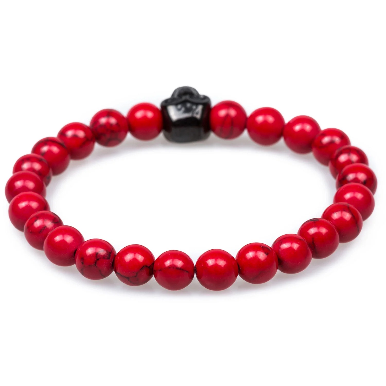Red Turquoise Black Skull Bracelet - Image 2