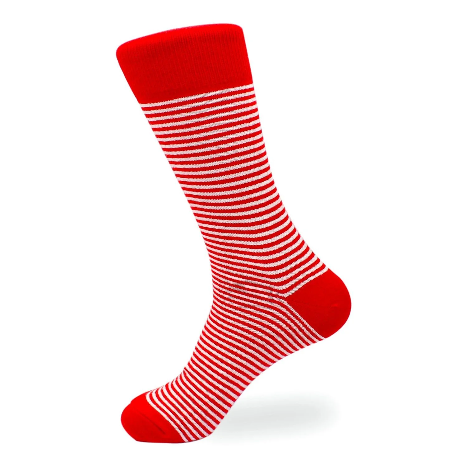 Red & White Thin Pinstripes Cotton-Blend Socks - Image 3