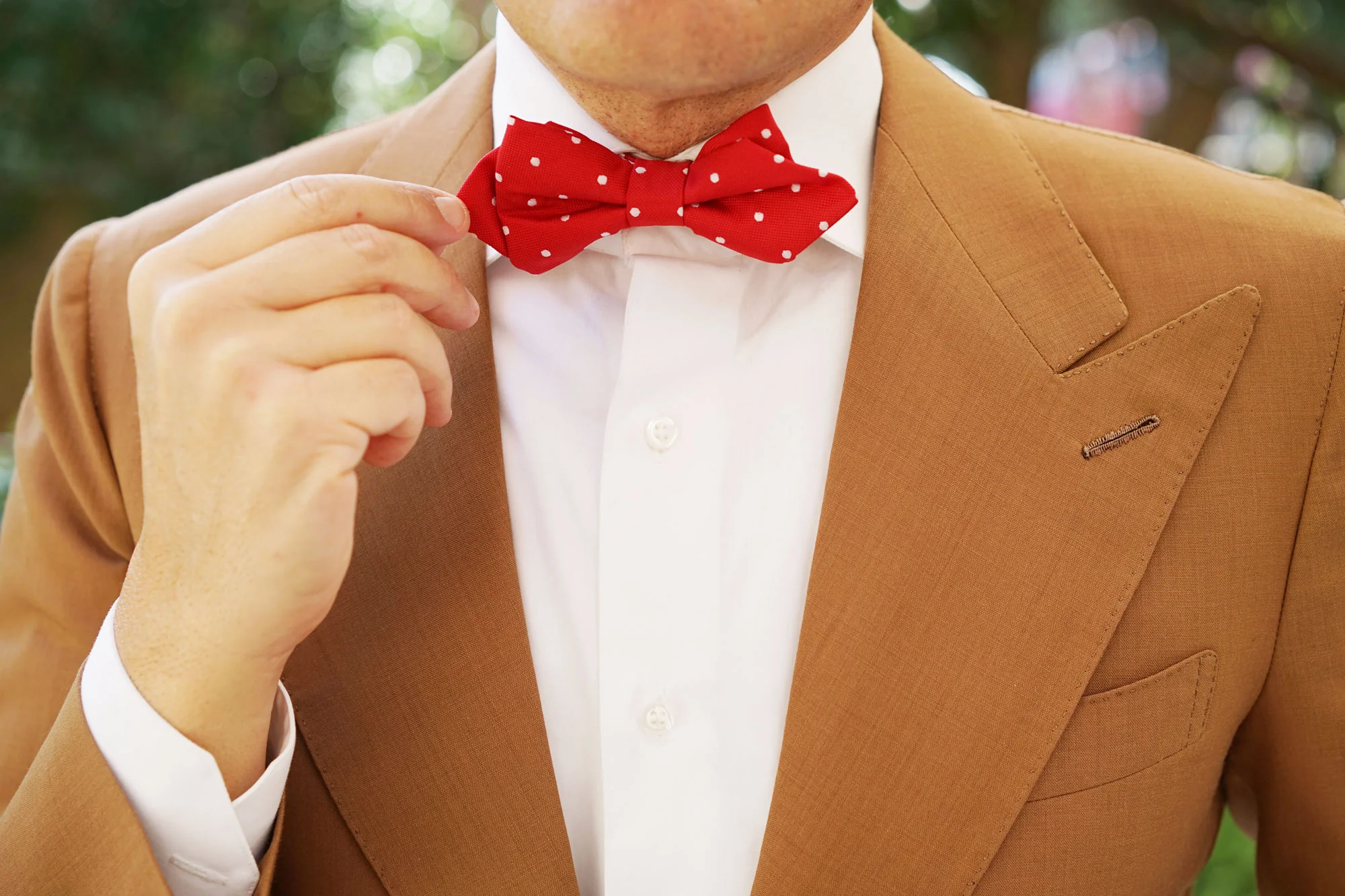 Red with White Polka Dots Diamond Bow Tie - Image 10