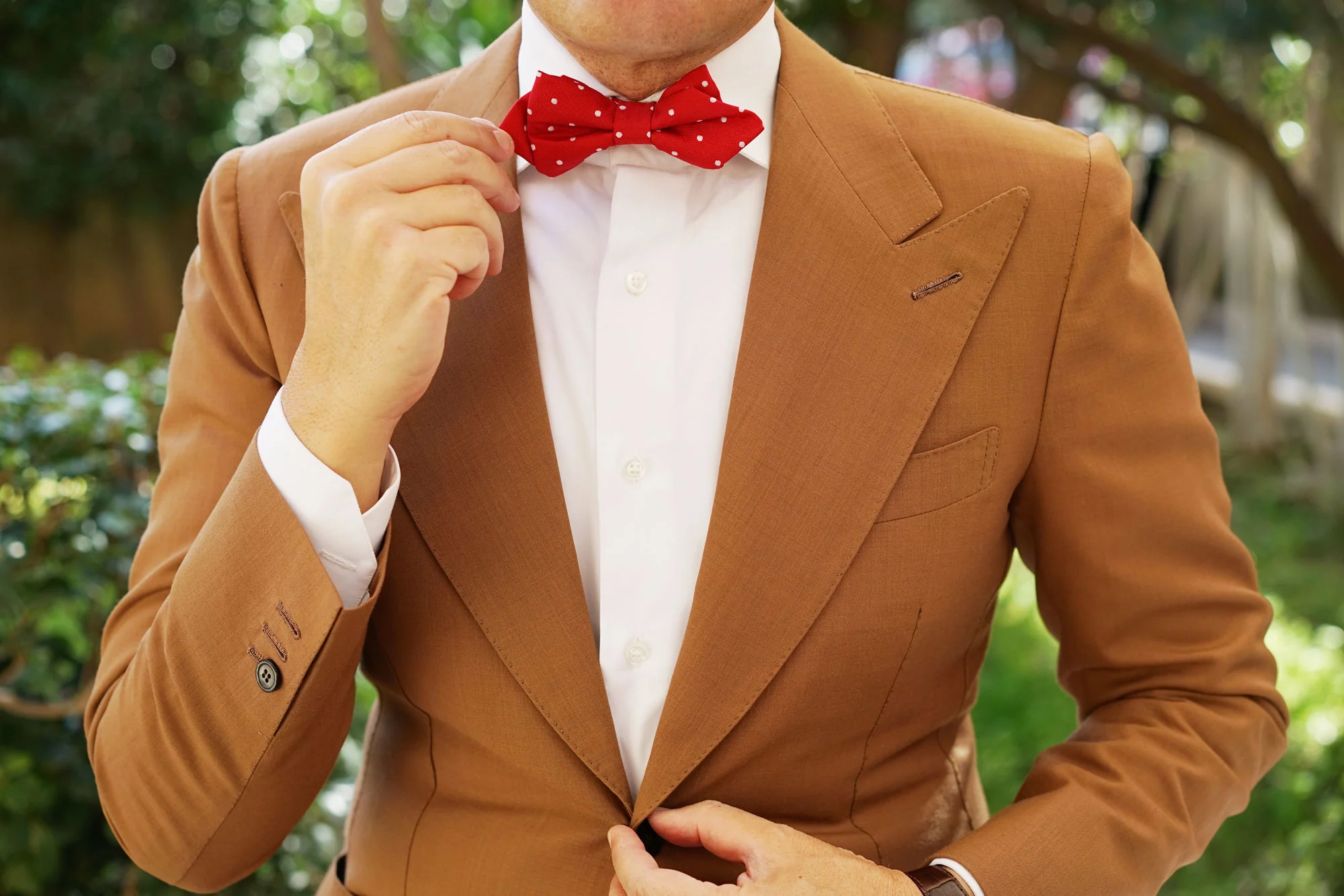 Red with White Polka Dots Diamond Bow Tie - Image 8