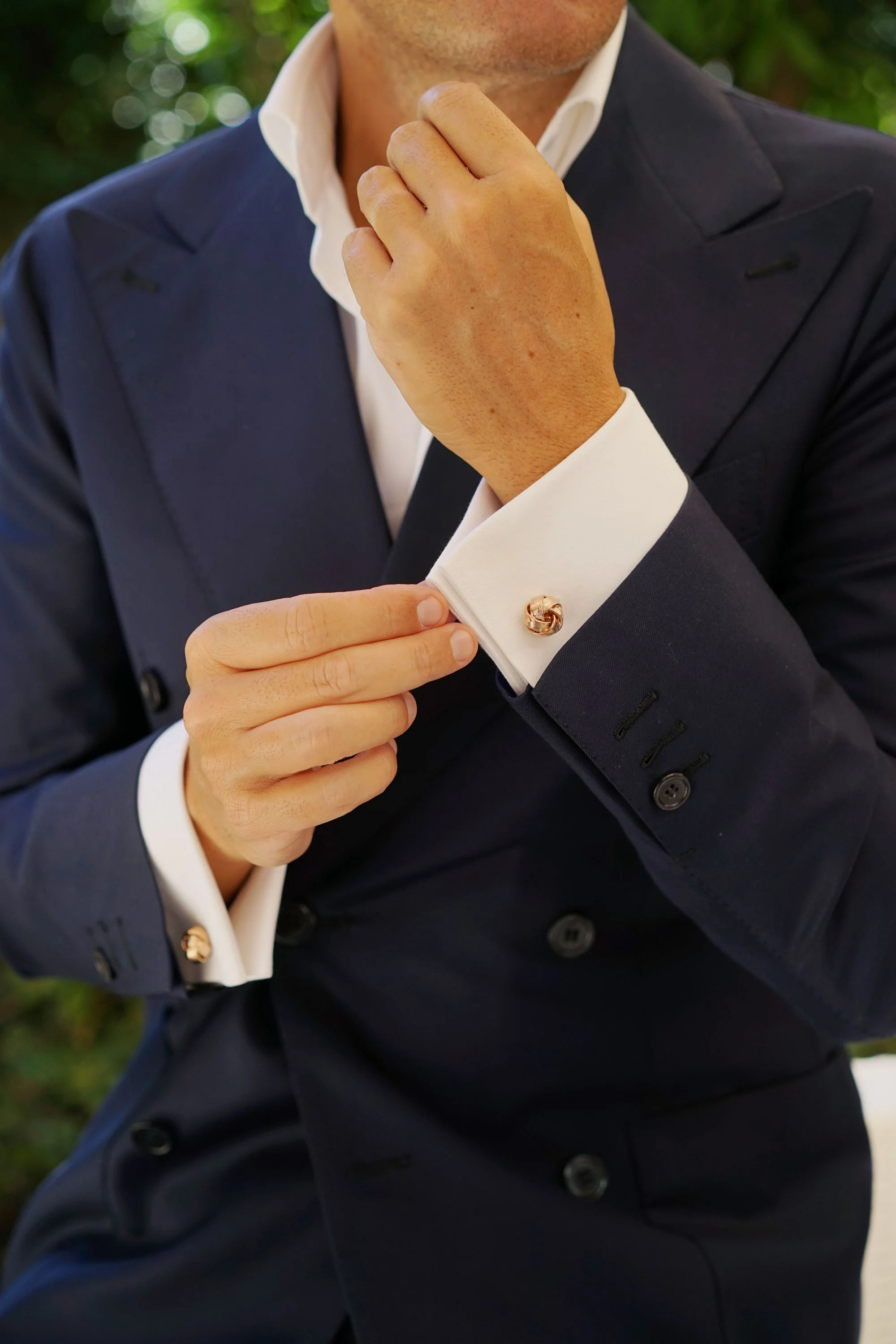 Ribbon Sphere Rose Gold Cufflinks - Image 4