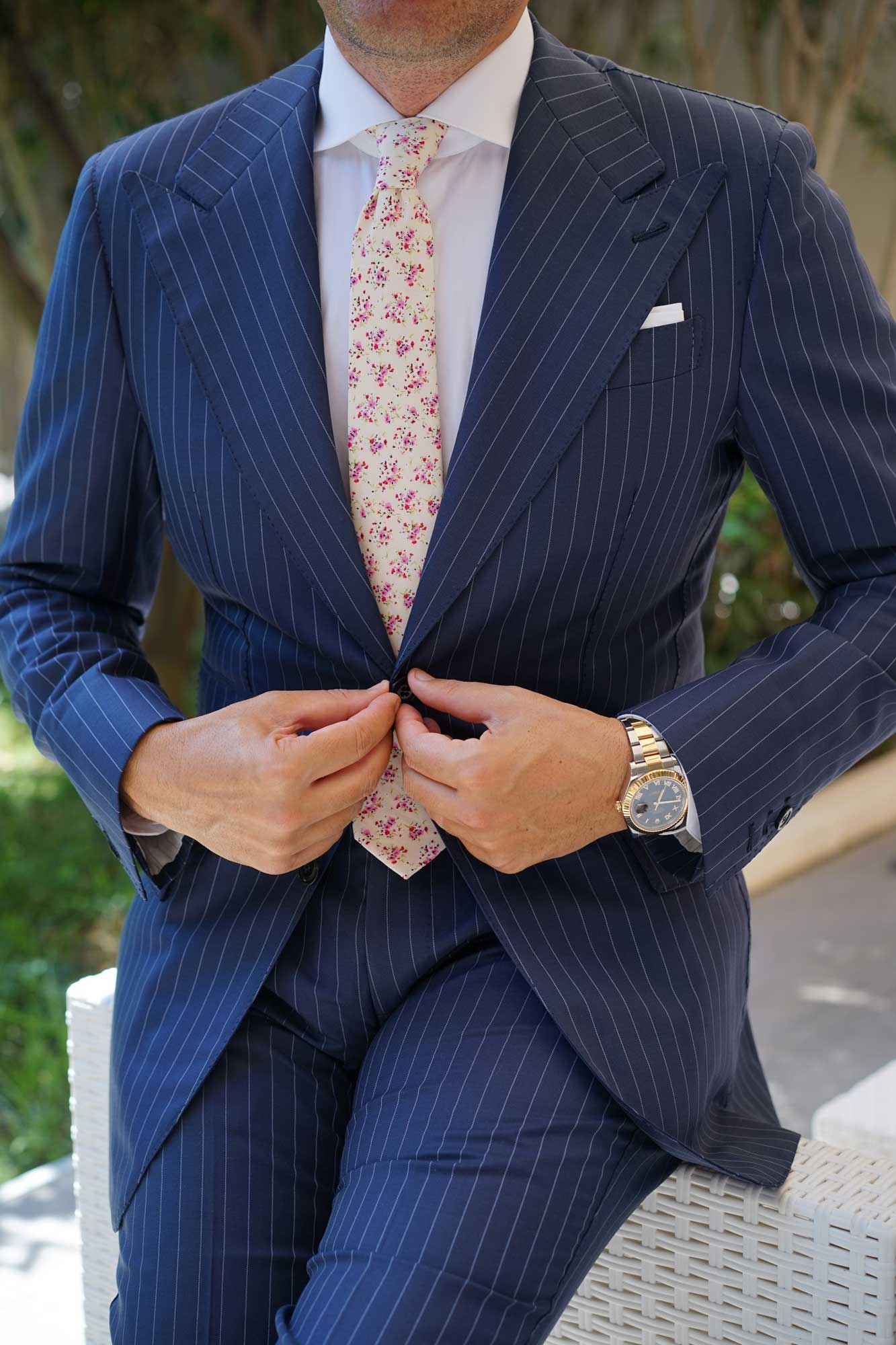 Río Pink Rose Floral Skinny Tie - Image 5