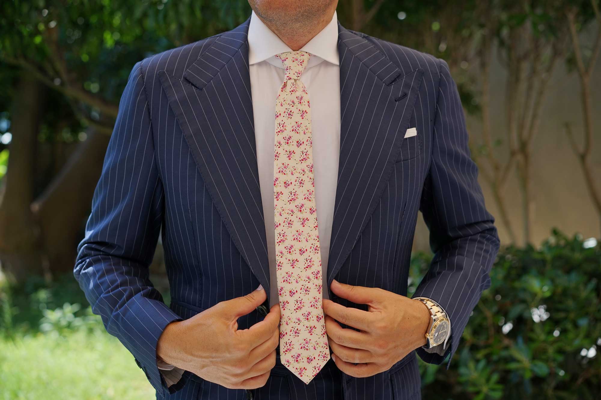 Río Pink Rose Floral Skinny Tie - Image 6