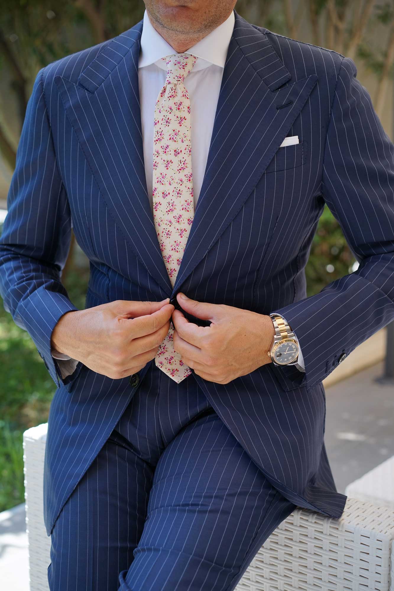 Río Pink Rose Floral Skinny Tie - Image 8