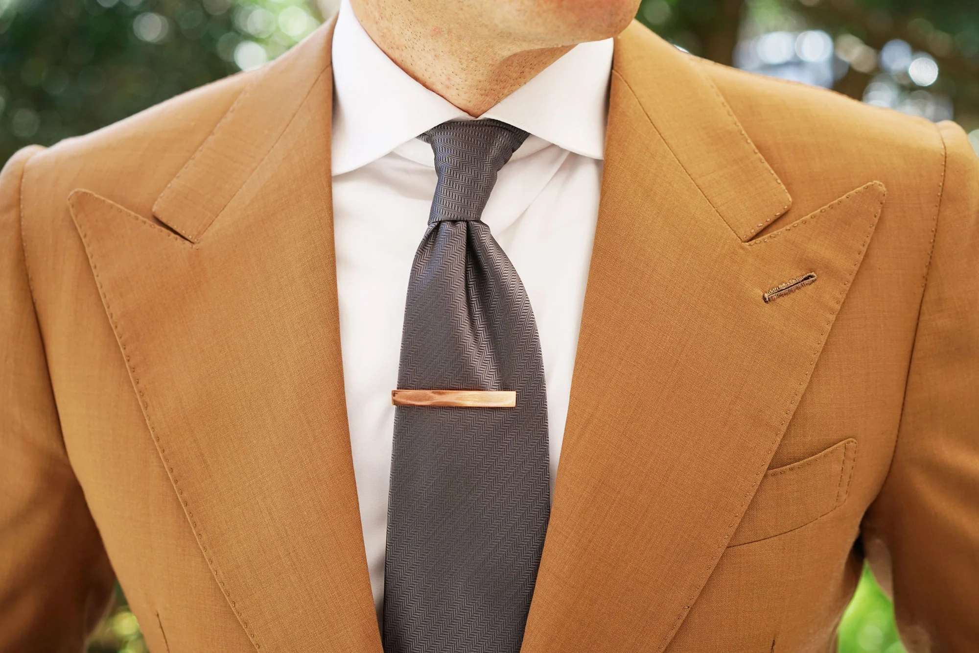 Rose Gold Horizontal Lines Tie Bar - Image 6