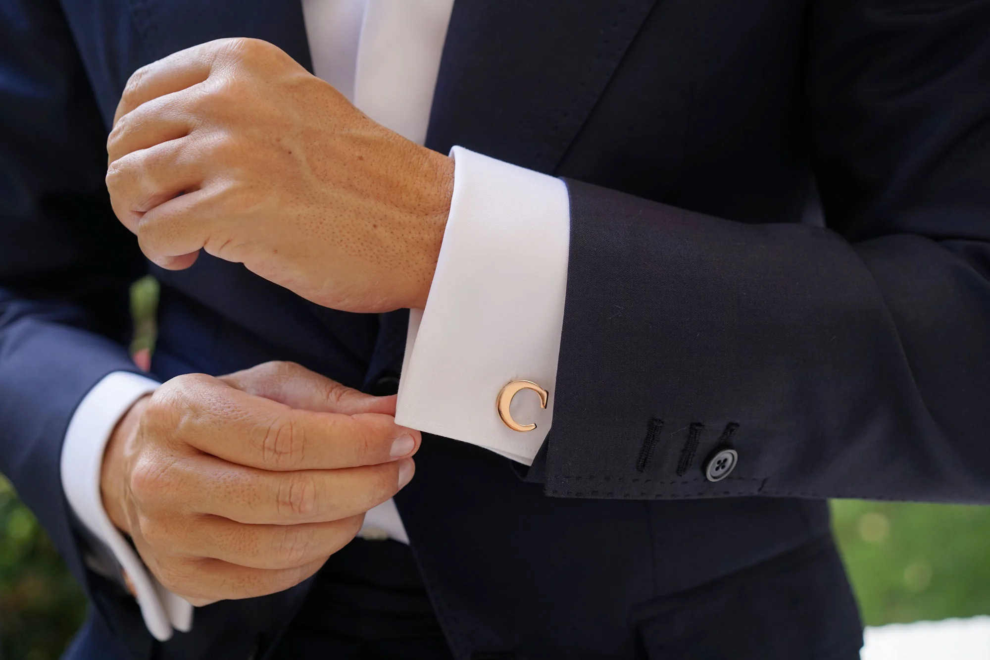 Rose Gold Letter C Cufflinks - Image 7