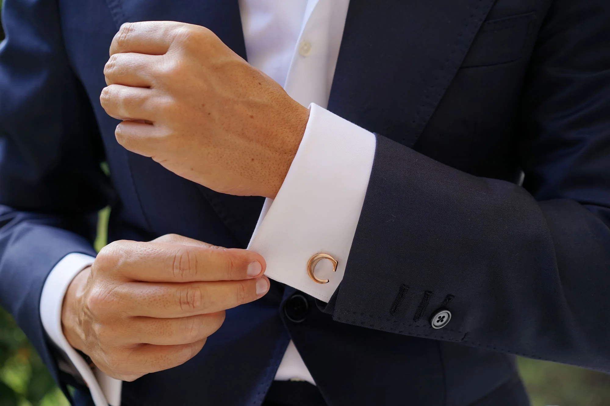 Rose Gold Letter C Cufflinks - Image 8