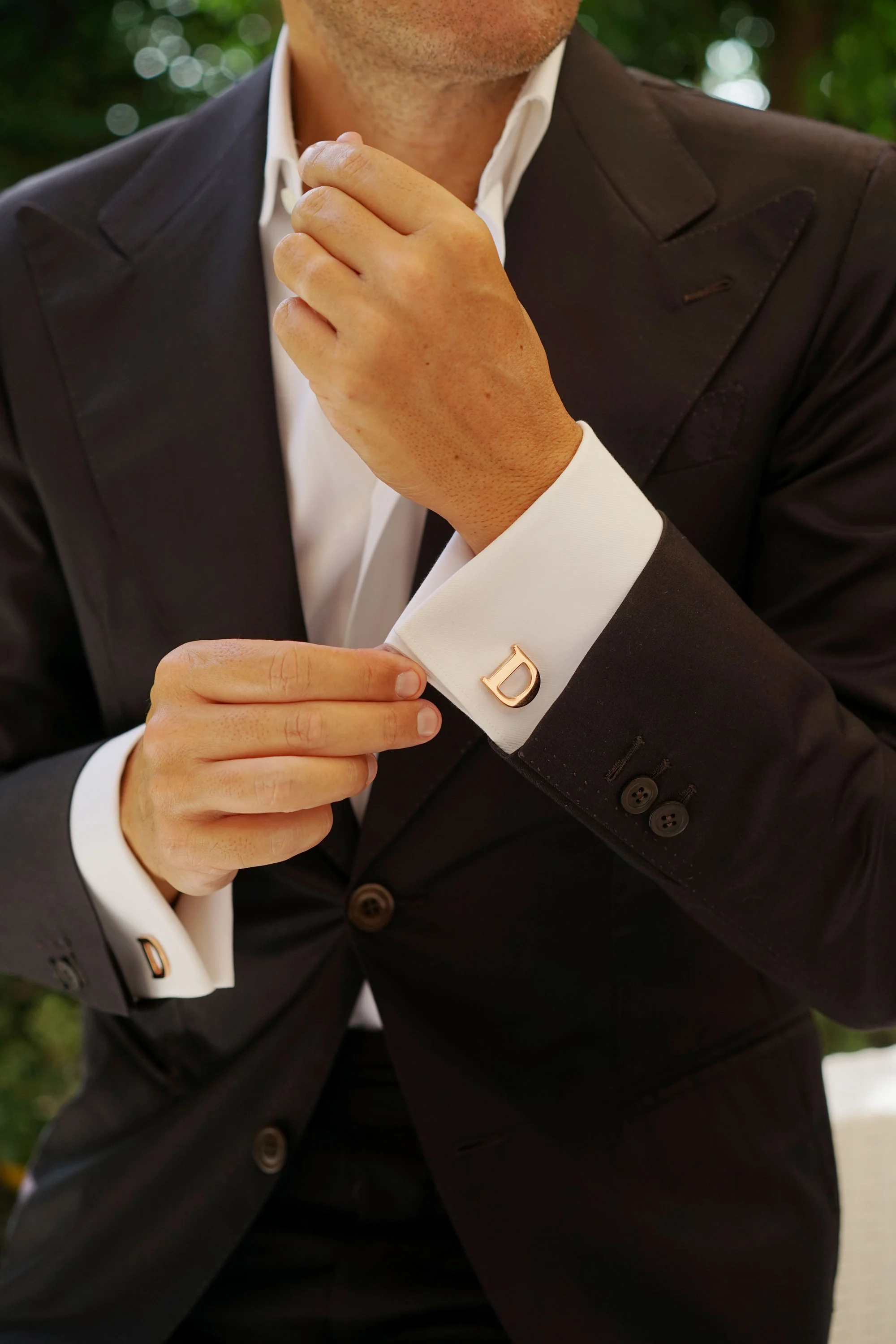 Rose Gold Letter D Cufflinks - Image 6