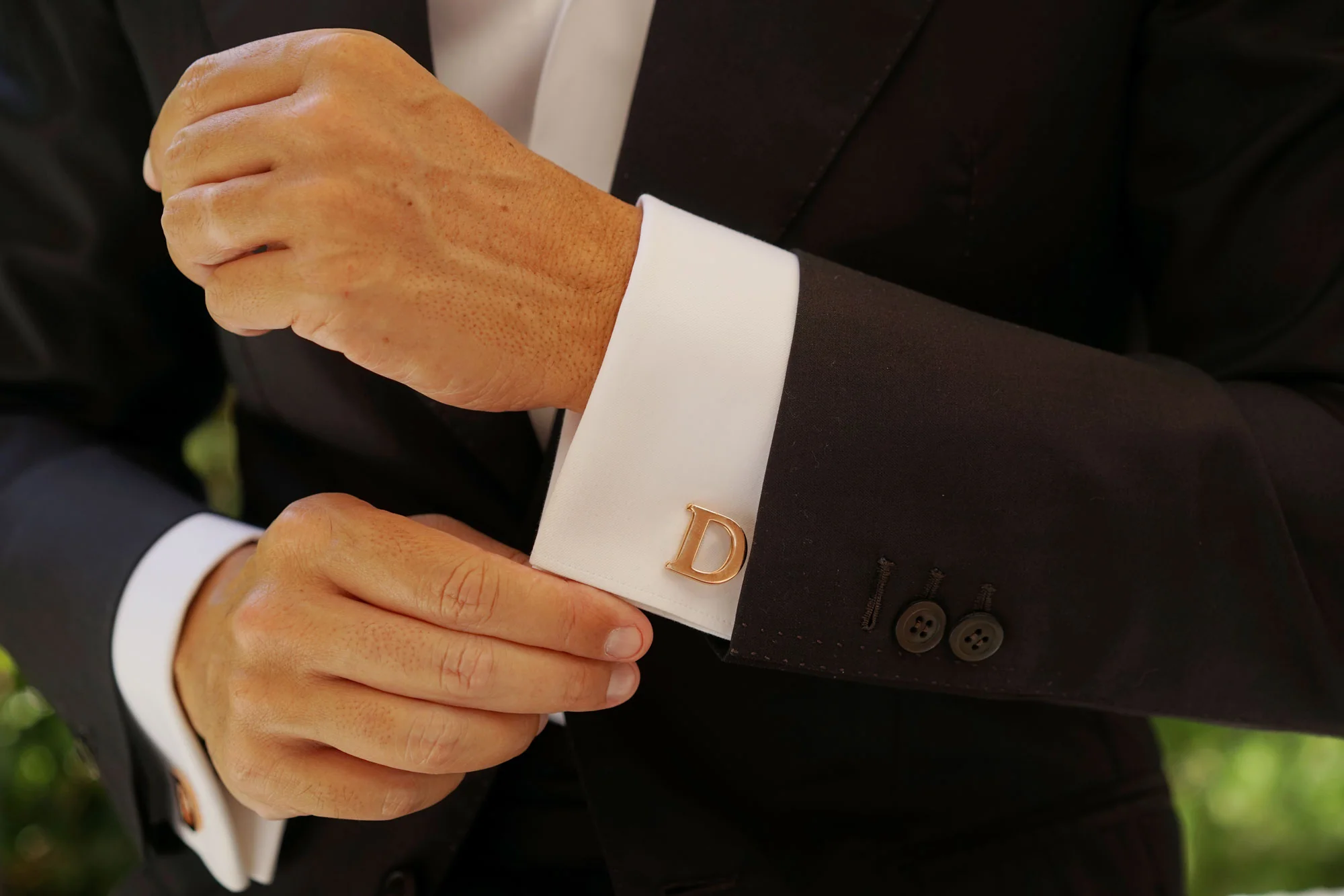 Rose Gold Letter D Cufflinks - Image 8