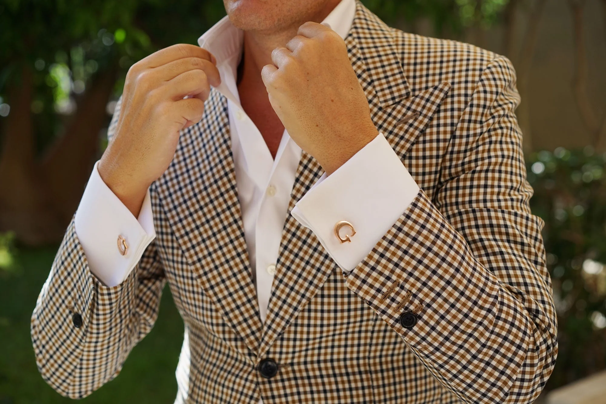 Rose Gold Letter G Cufflinks - Image 3