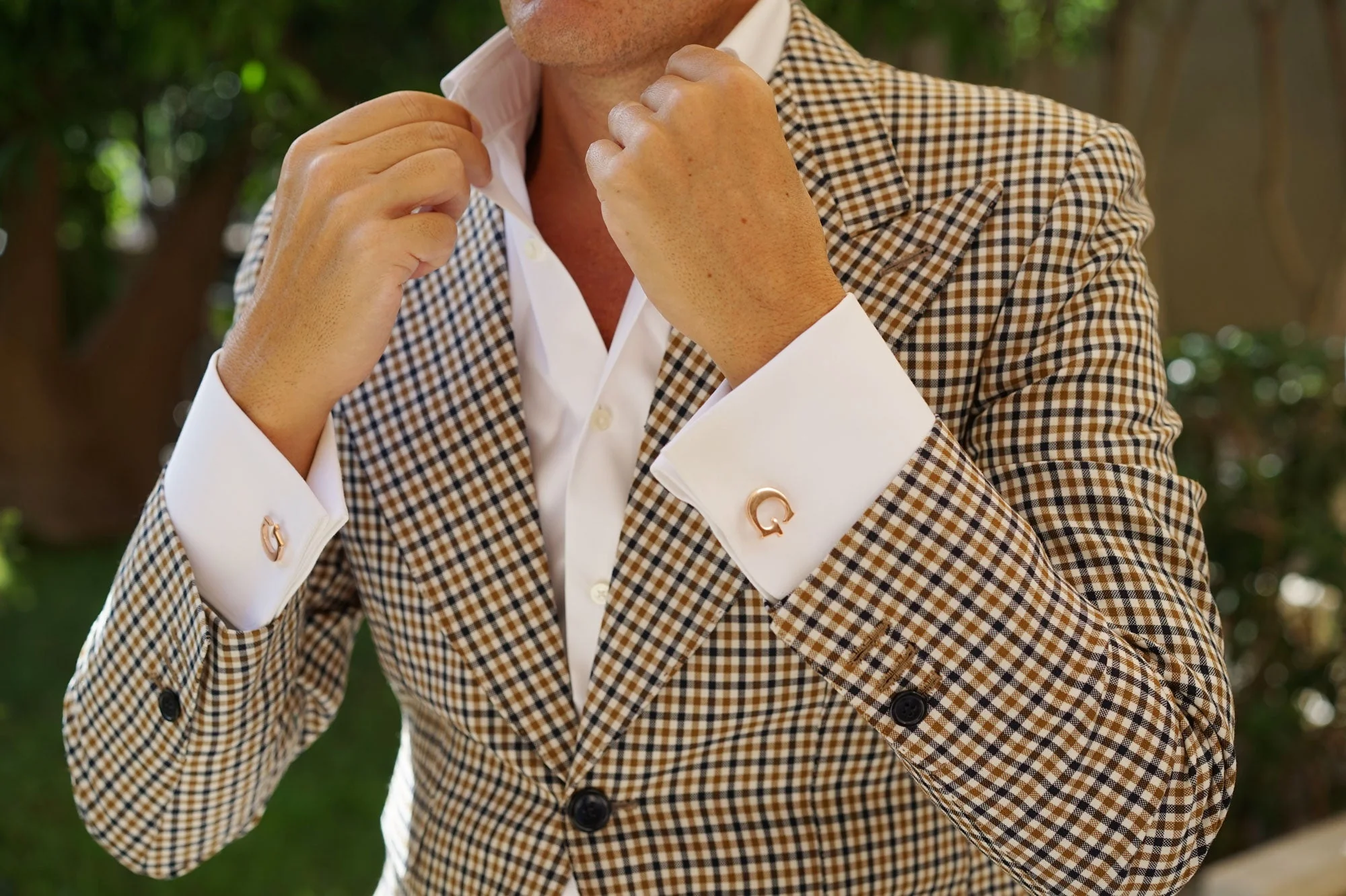 Rose Gold Letter G Cufflinks - Image 4