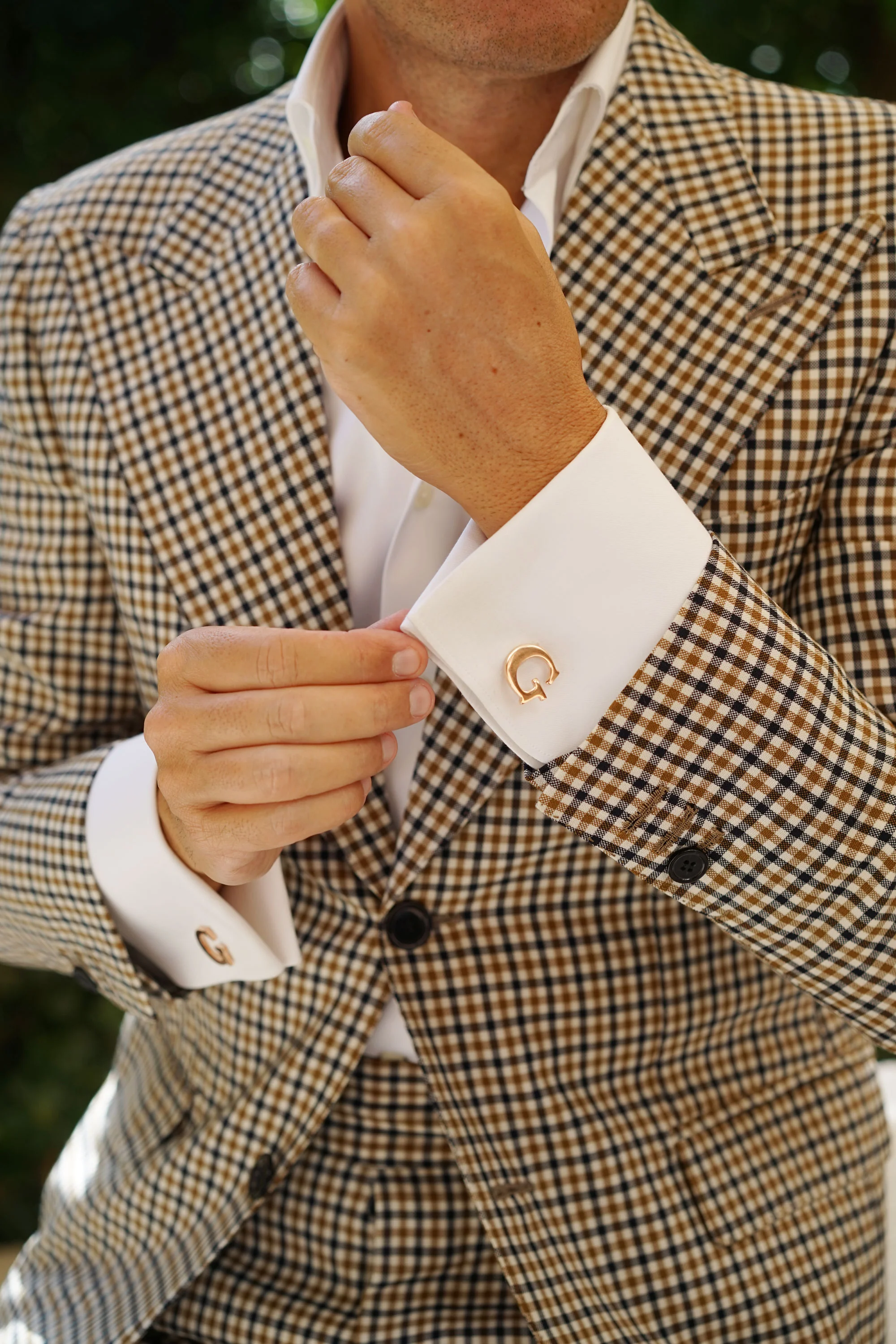 Rose Gold Letter G Cufflinks - Image 5