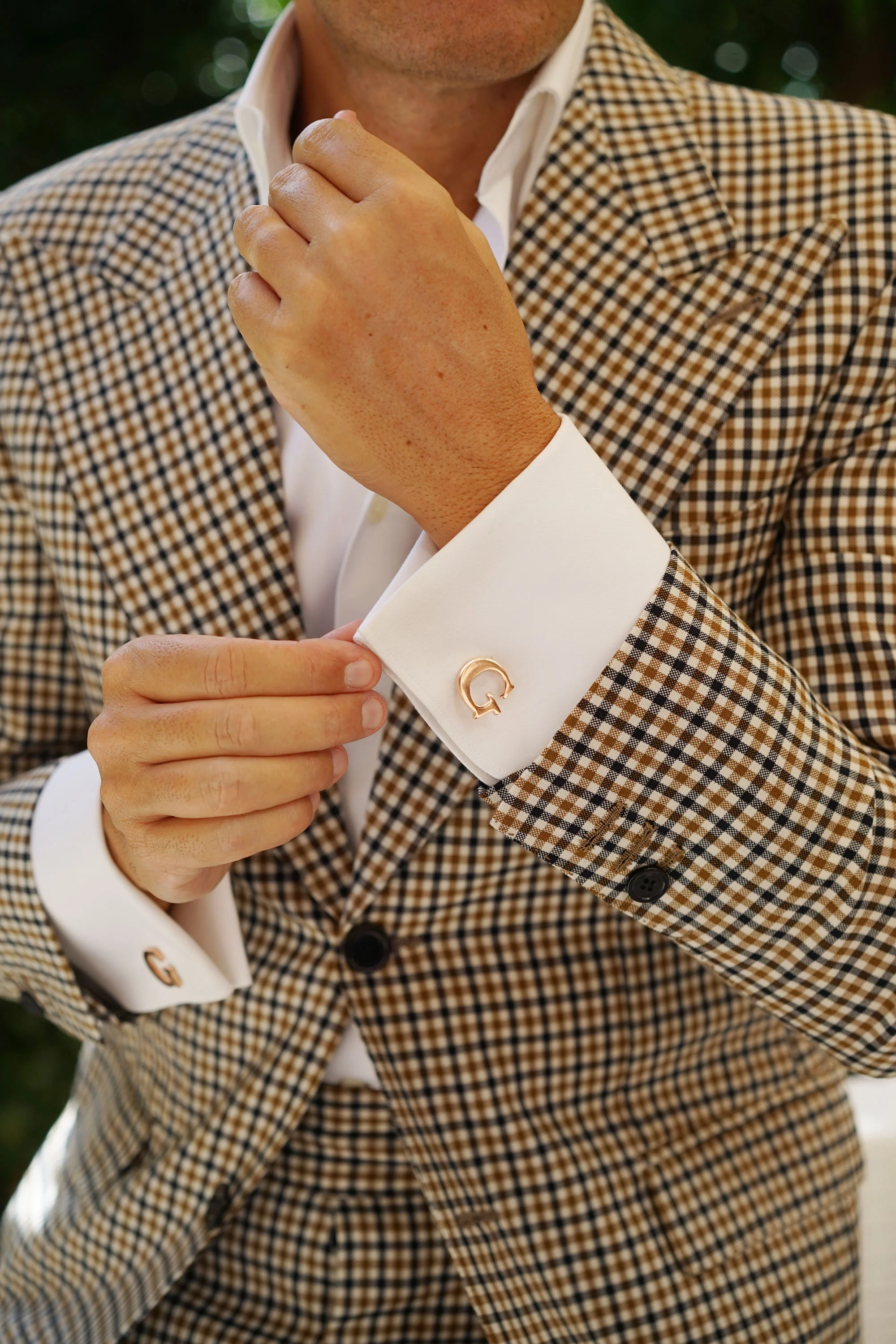Rose Gold Letter G Cufflinks - Image 6