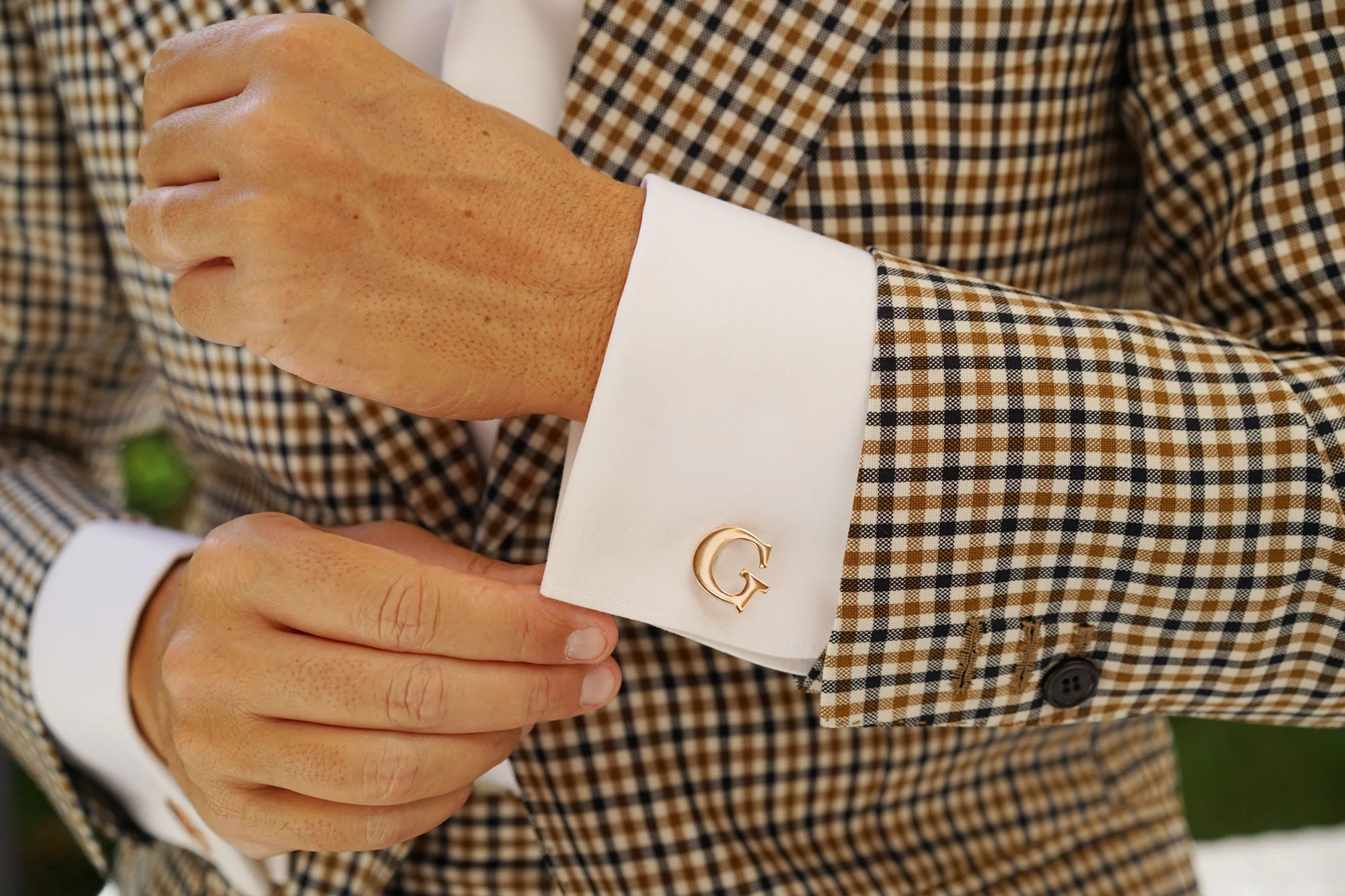 Rose Gold Letter G Cufflinks - Image 7