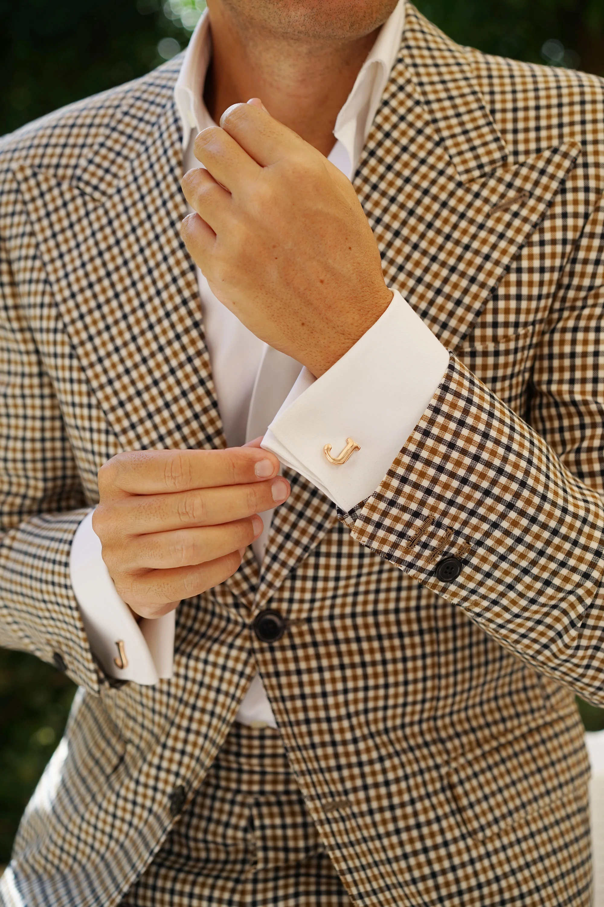 Rose Gold Letter J Cufflinks - Image 4