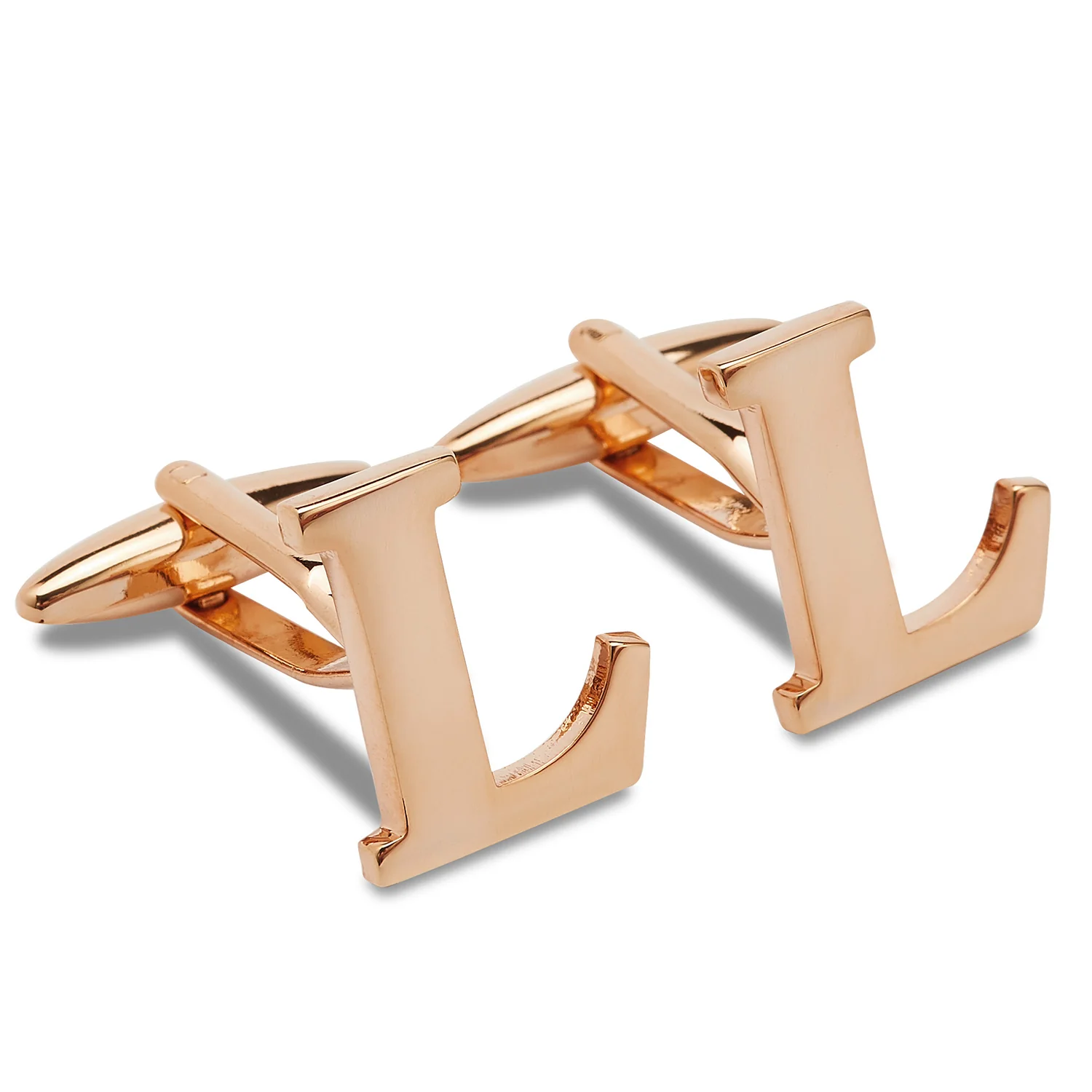 Rose Gold Letter L Cufflinks - Image 2