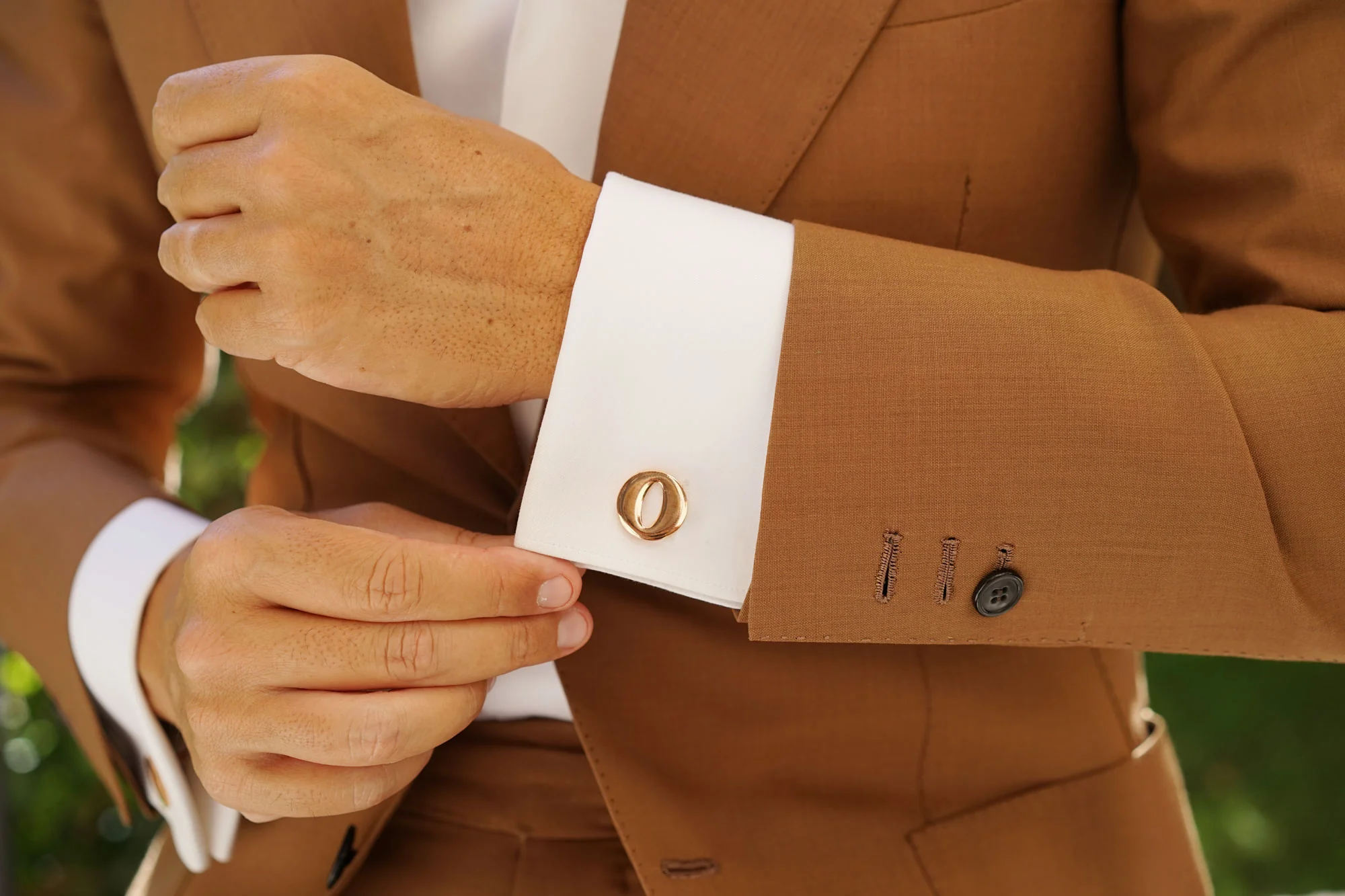 Rose Gold Letter O Cufflinks - Image 7