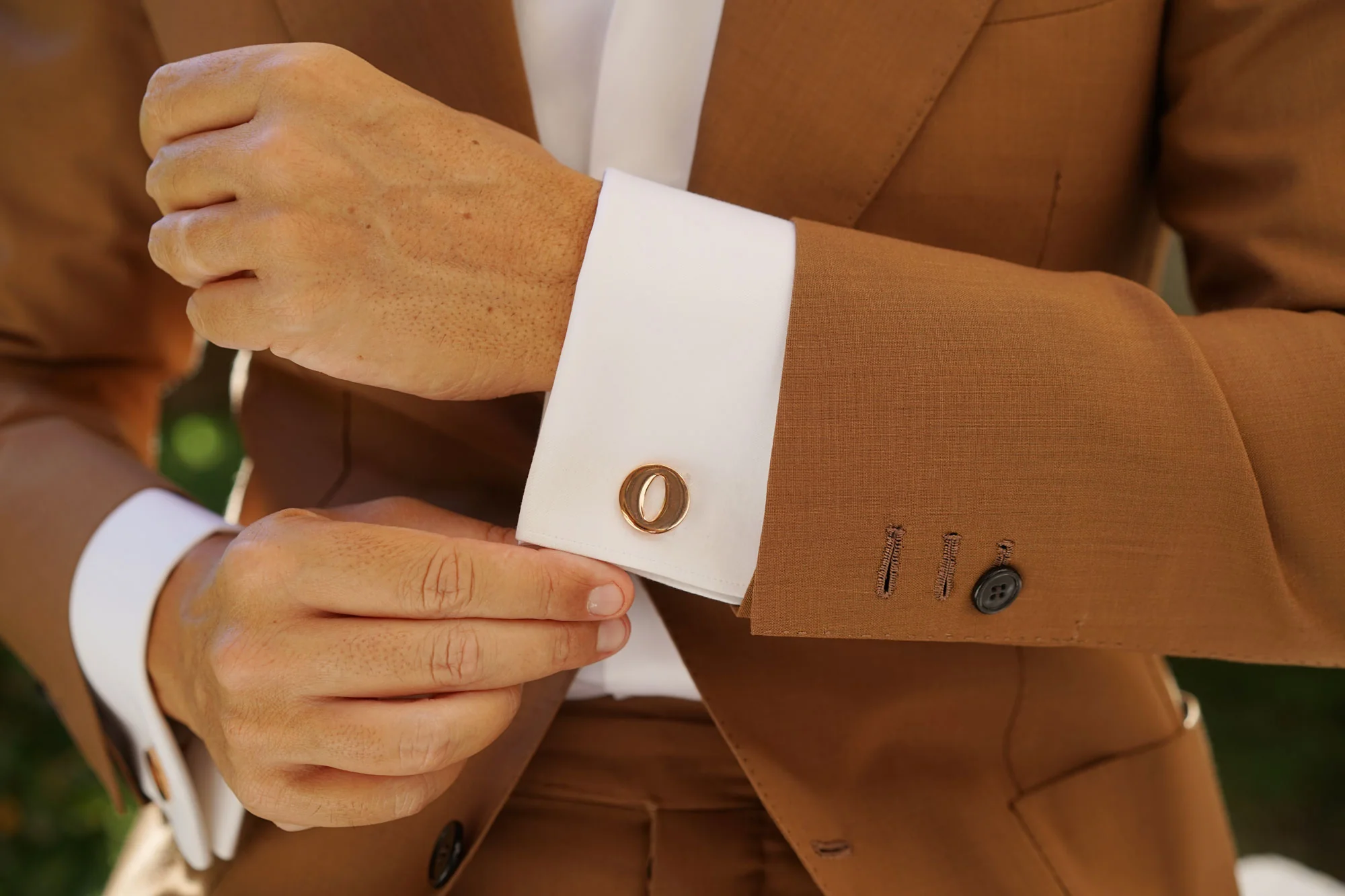 Rose Gold Letter O Cufflinks - Image 9