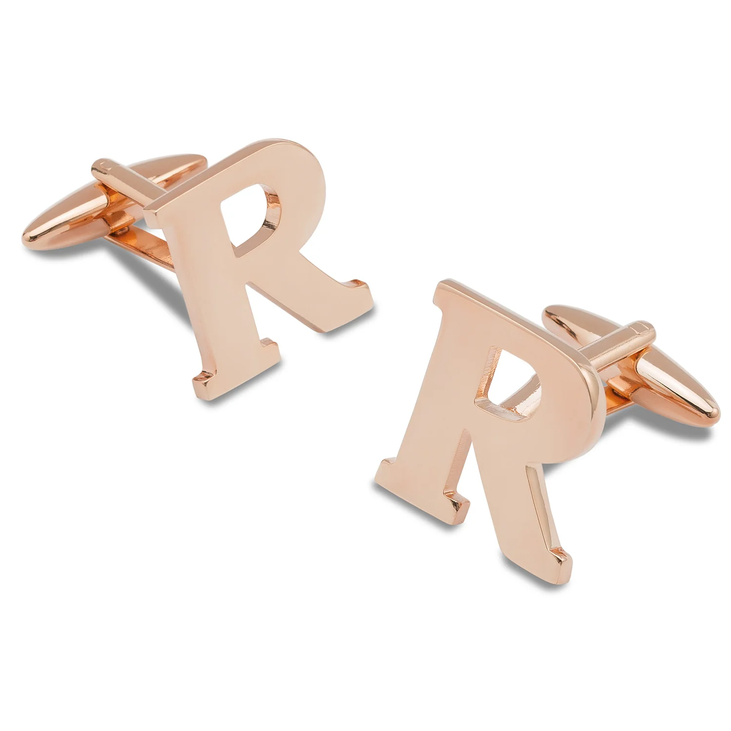 Rose Gold Letter R Cufflinks