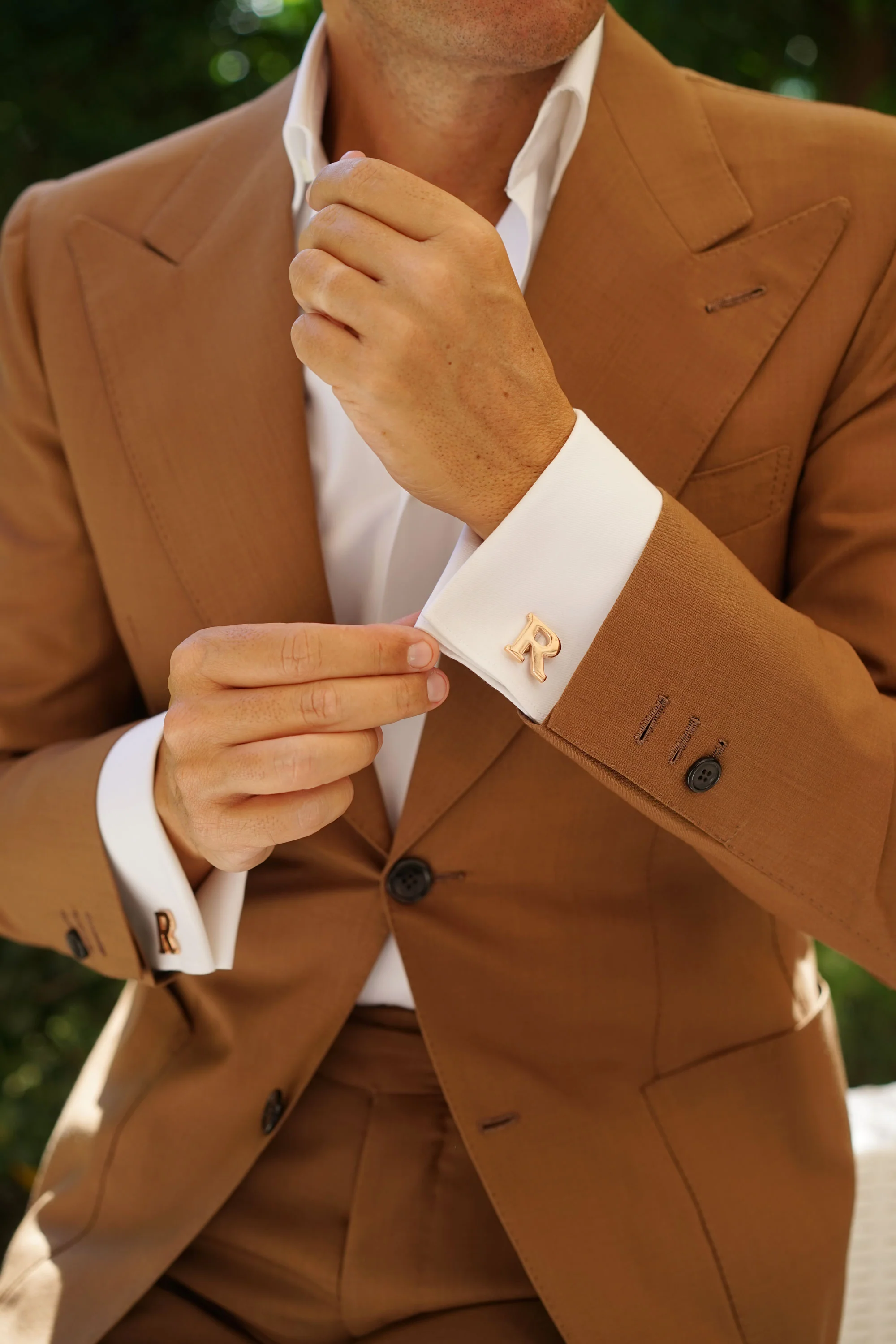 Rose Gold Letter R Cufflinks - Image 5