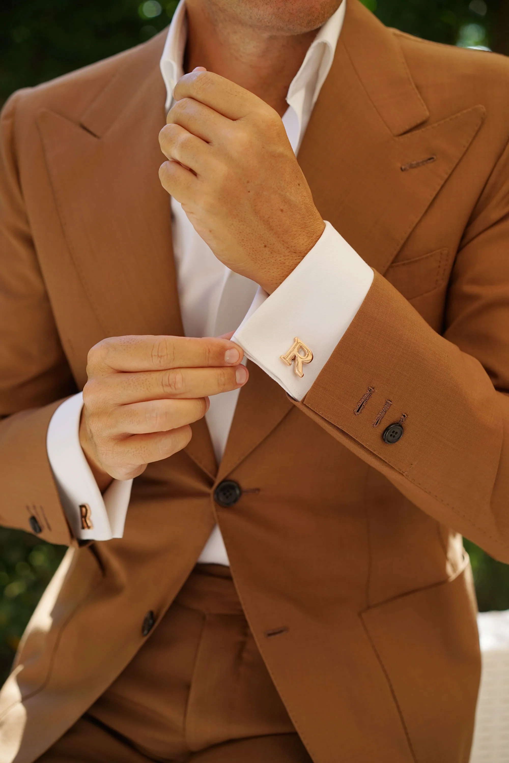 Rose Gold Letter R Cufflinks - Image 6