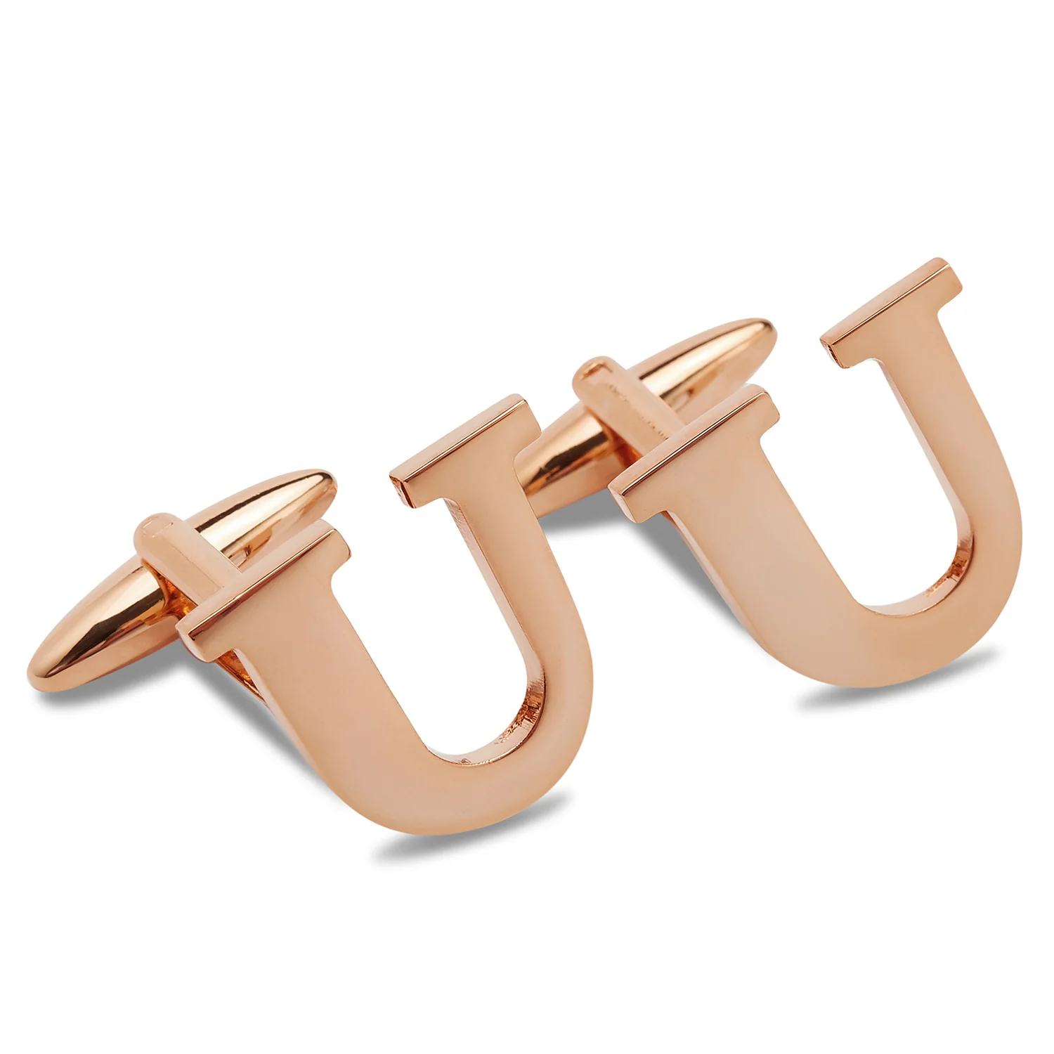 Rose Gold Letter U Cufflinks - Image 2