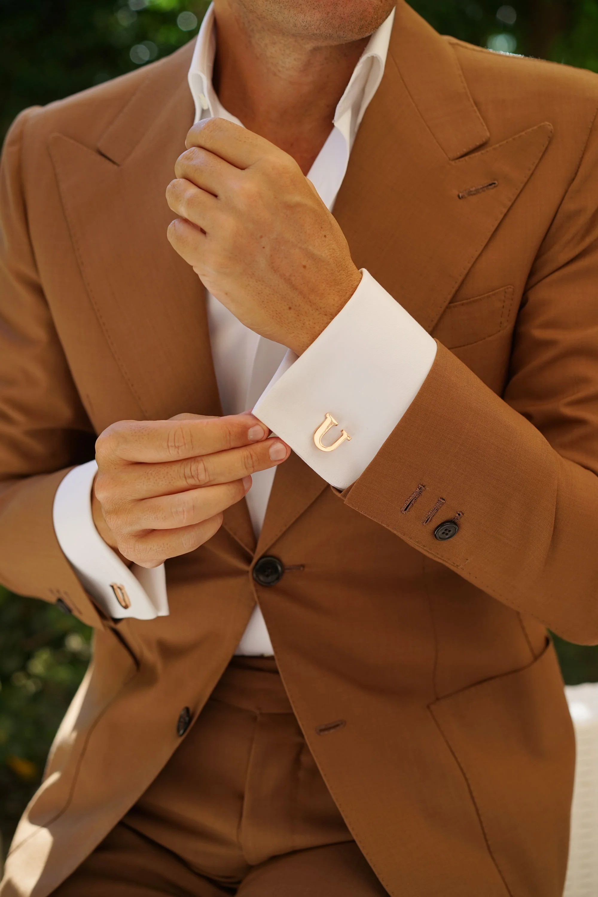 Rose Gold Letter U Cufflinks - Image 4