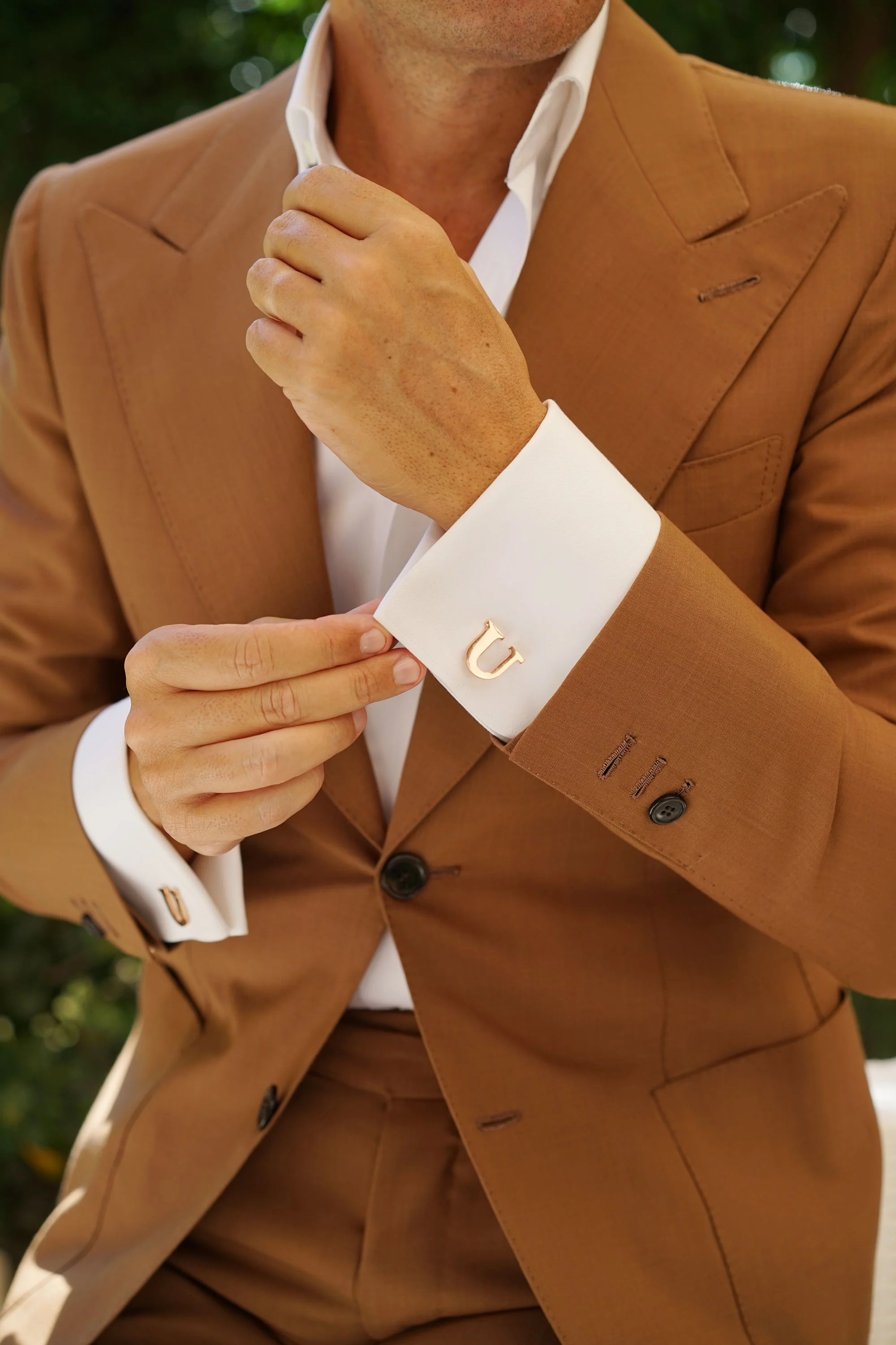 Rose Gold Letter U Cufflinks - Image 5