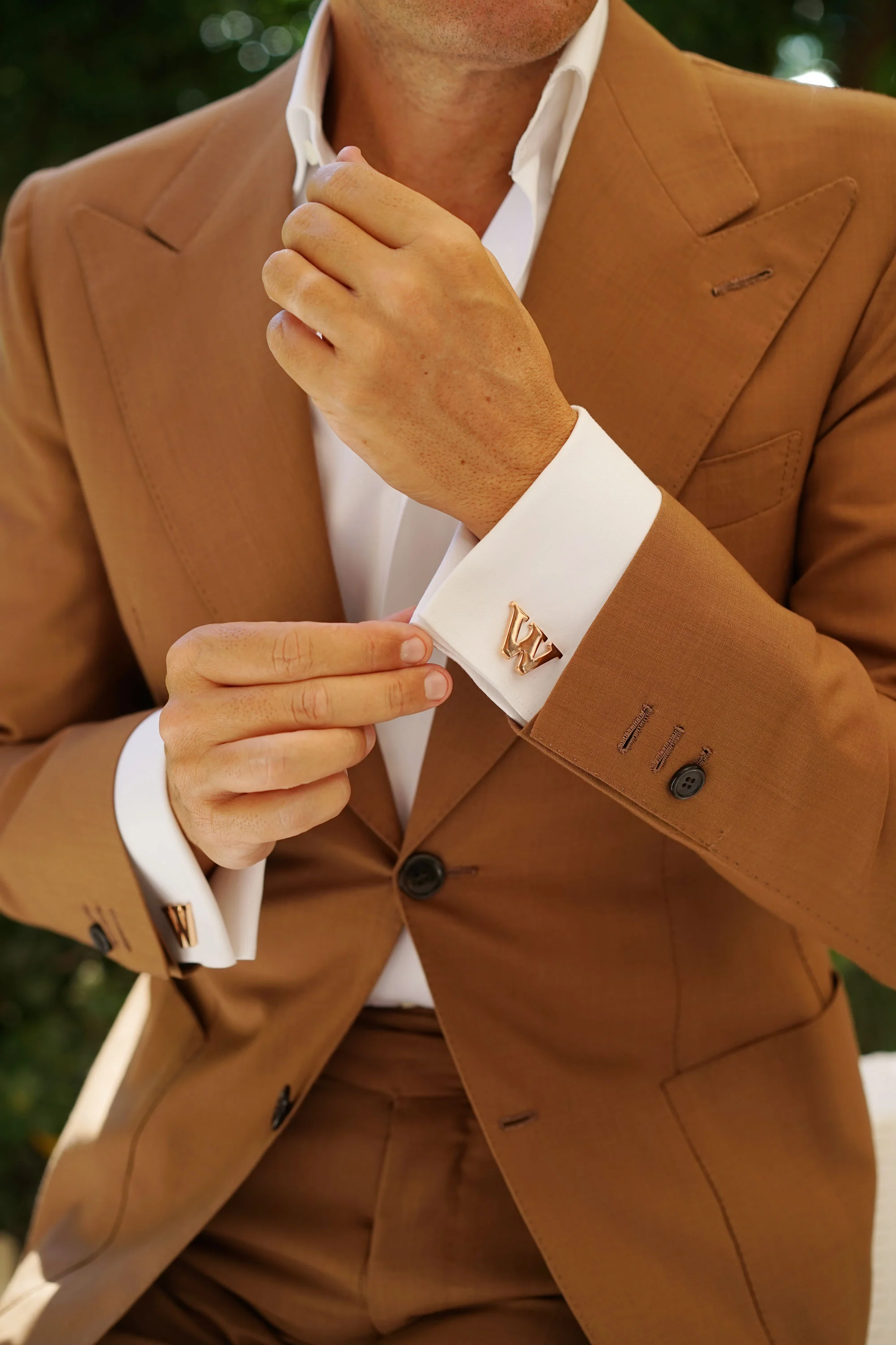 Rose Gold Letter W Cufflinks - Image 5