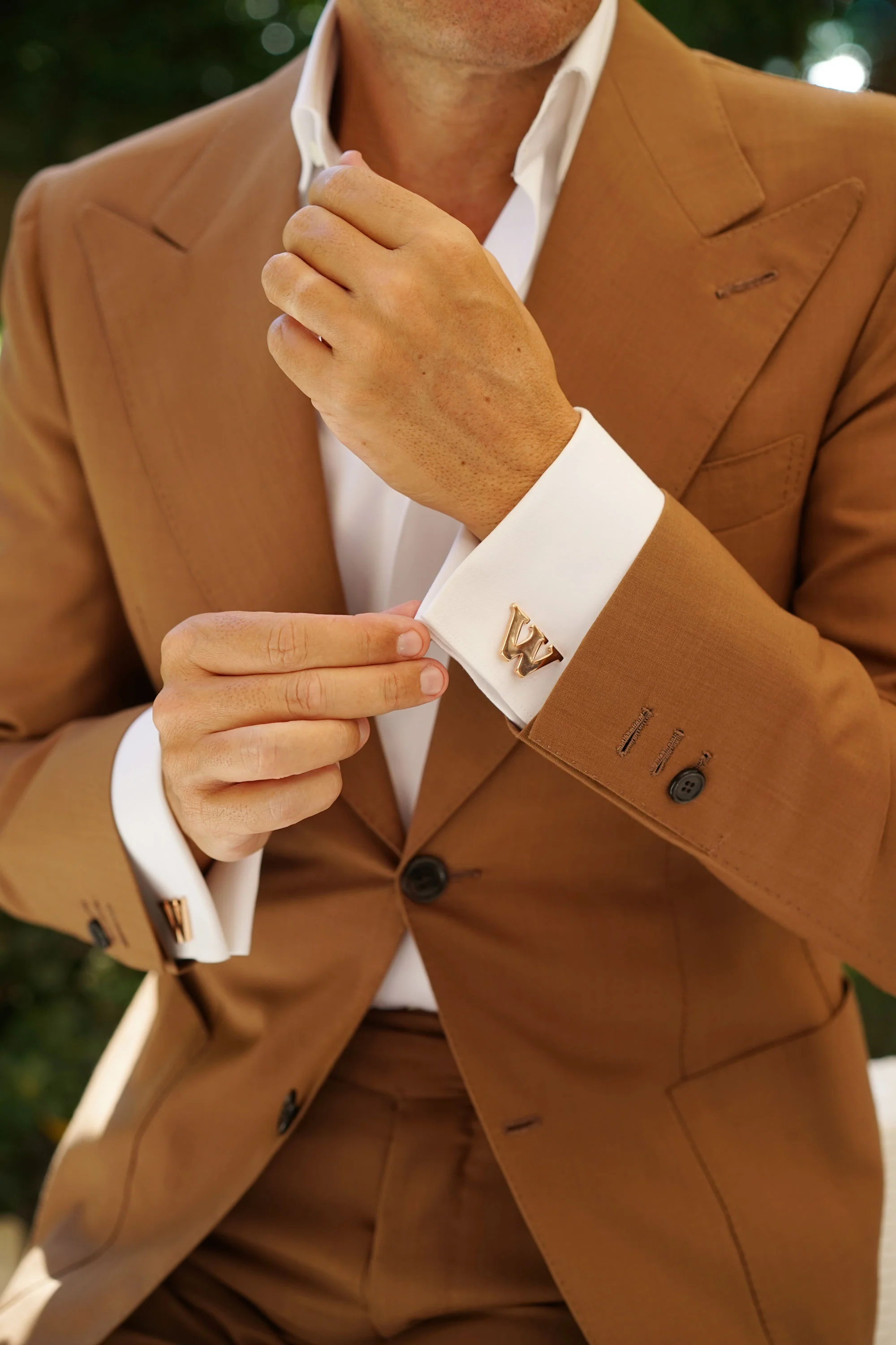Rose Gold Letter W Cufflinks - Image 6