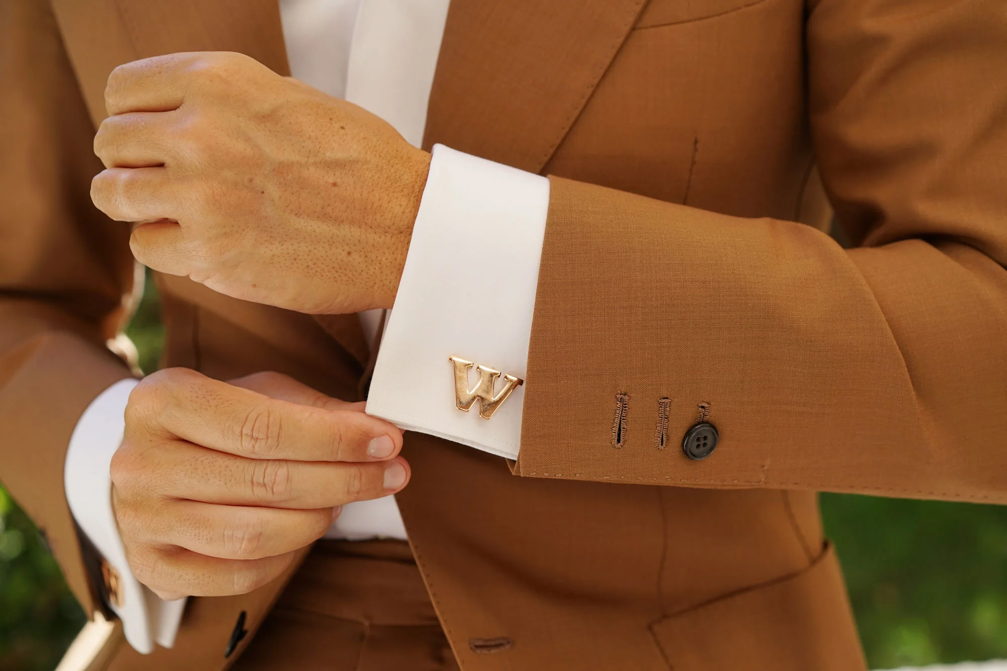 Rose Gold Letter W Cufflinks - Image 7