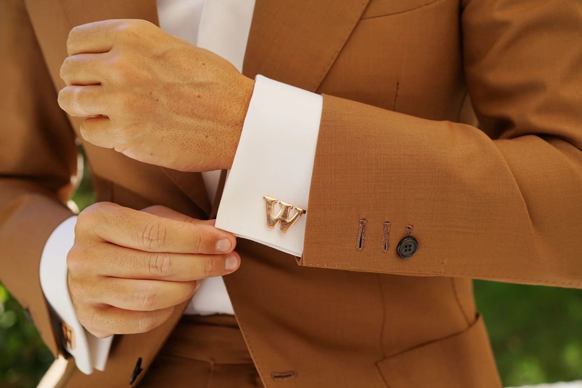 Rose Gold Letter W Cufflinks - Image 8