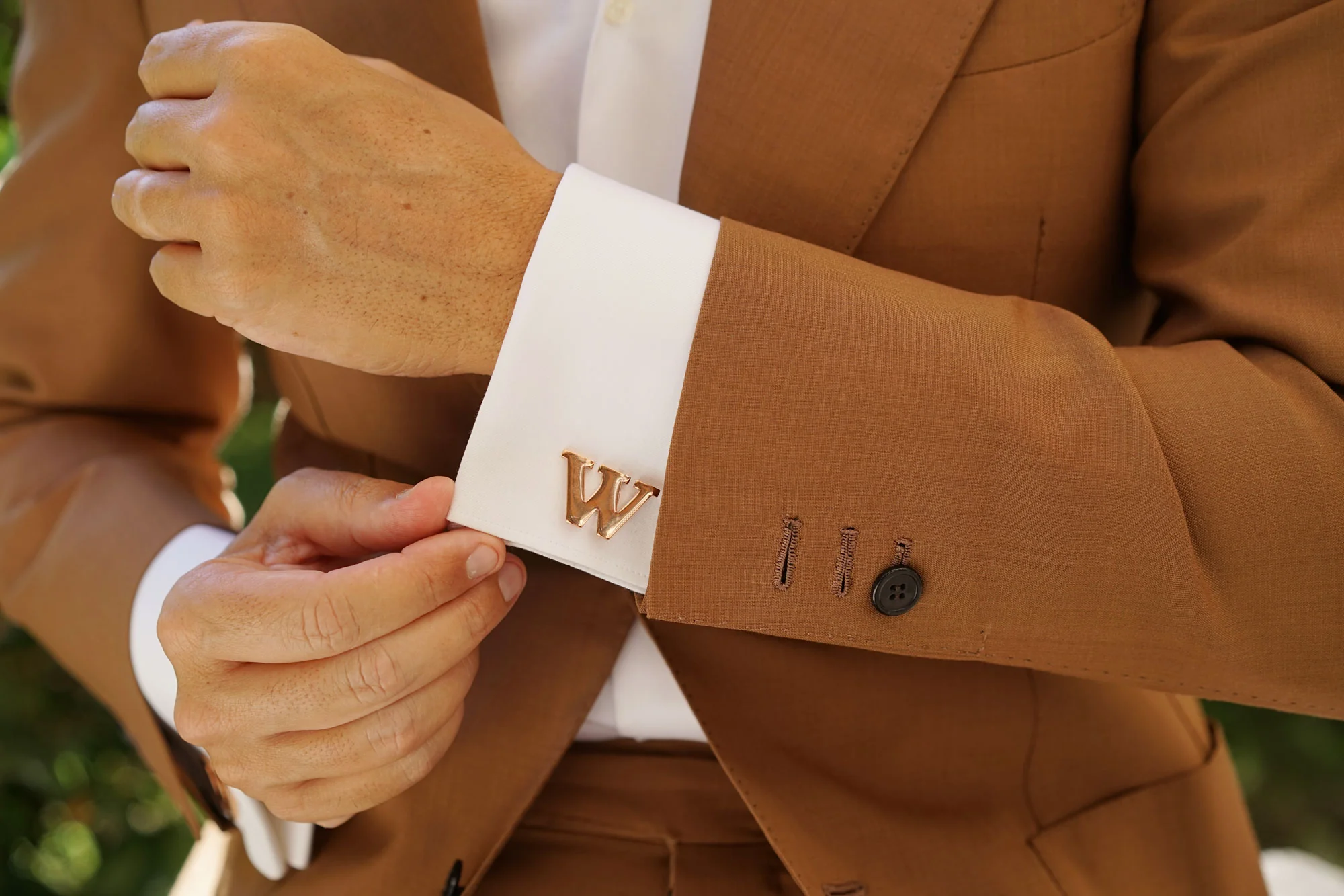 Rose Gold Letter W Cufflinks - Image 9