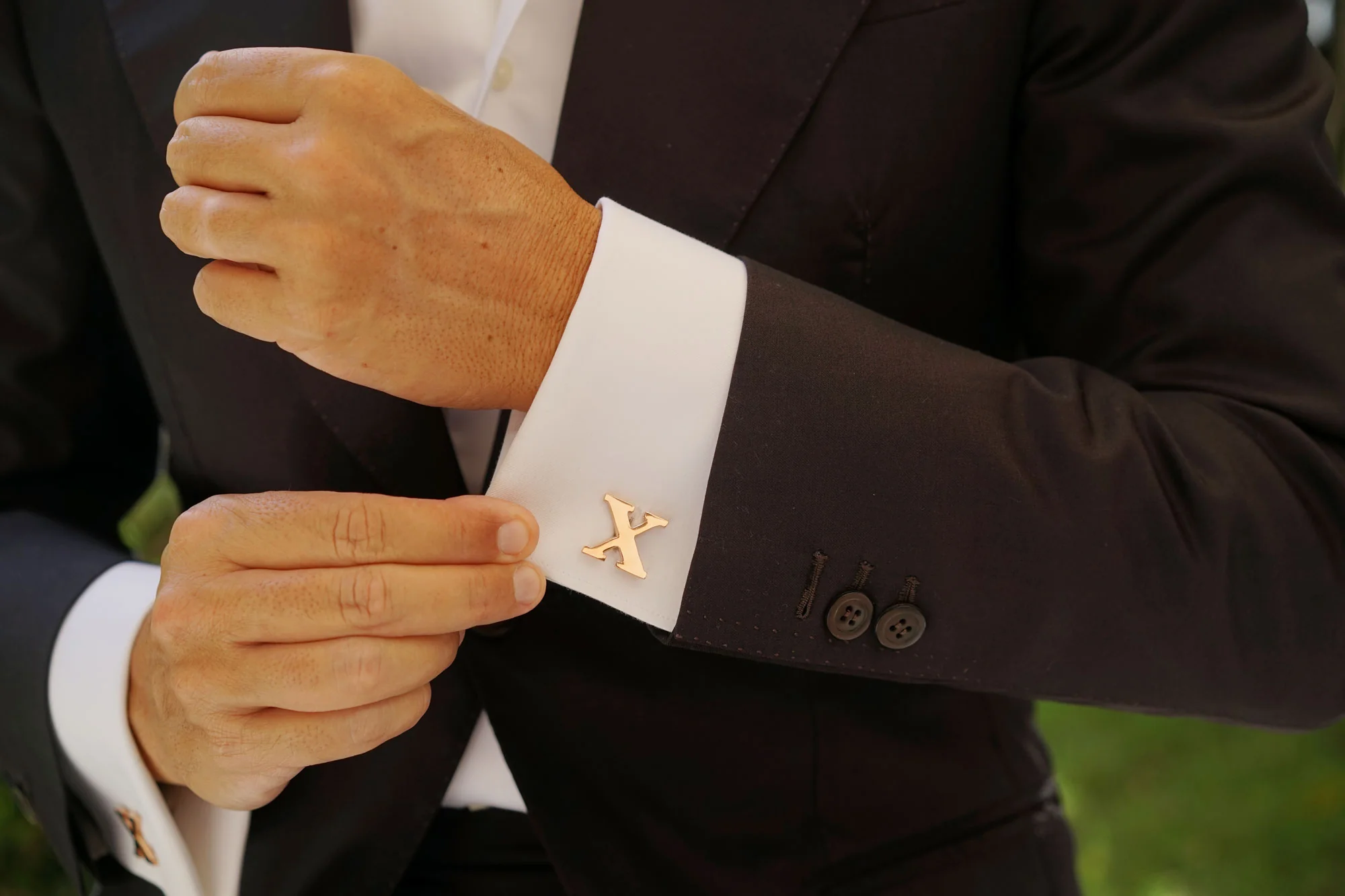 Rose Gold Letter X Cufflinks - Image 7
