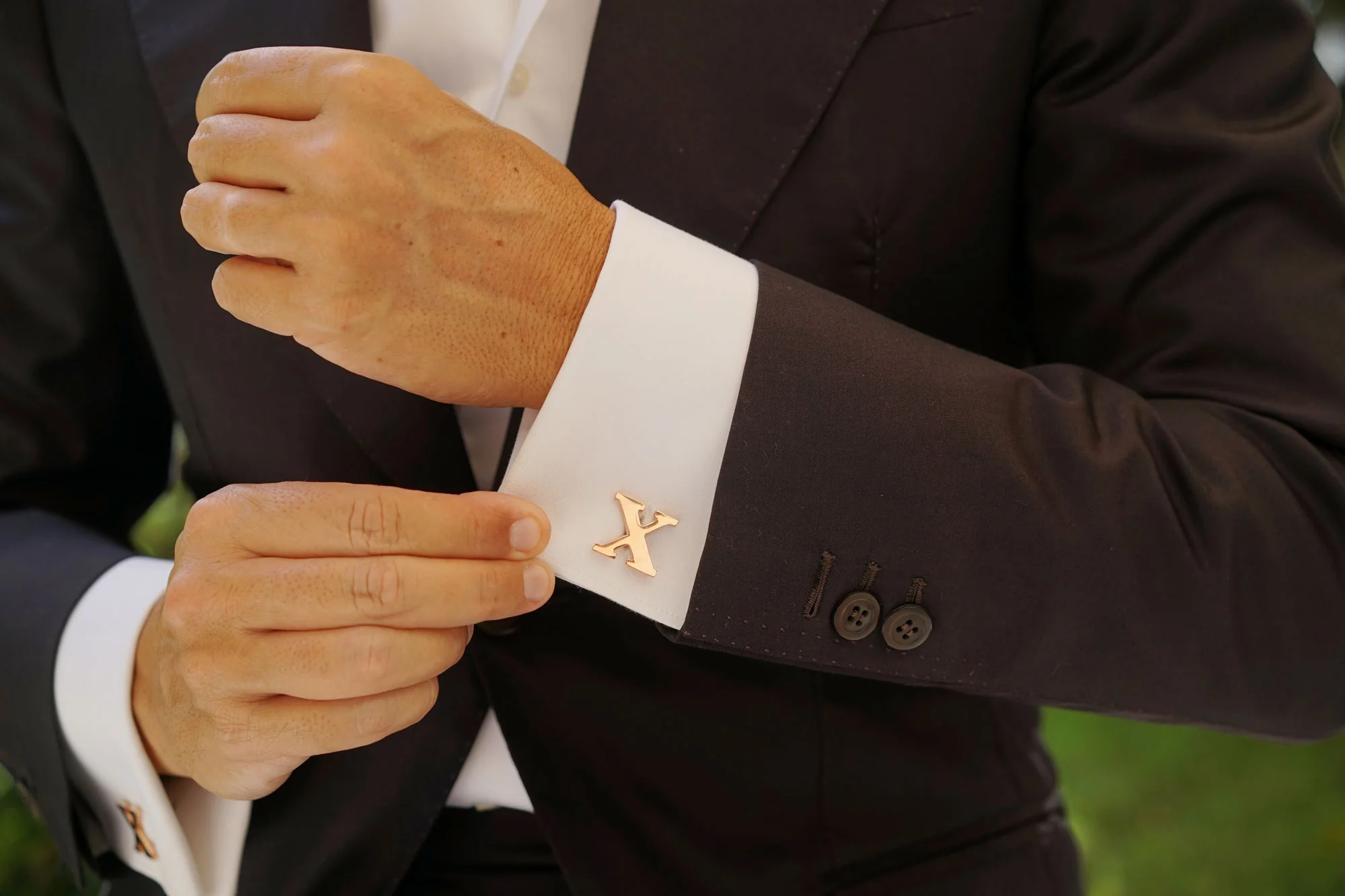 Rose Gold Letter X Cufflinks - Image 8