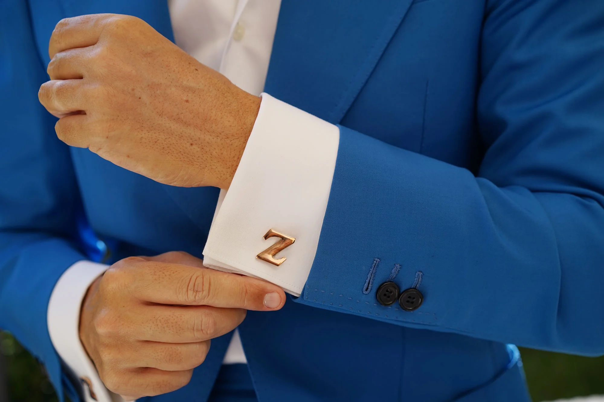 Rose Gold Letter Z Cufflinks - Image 7