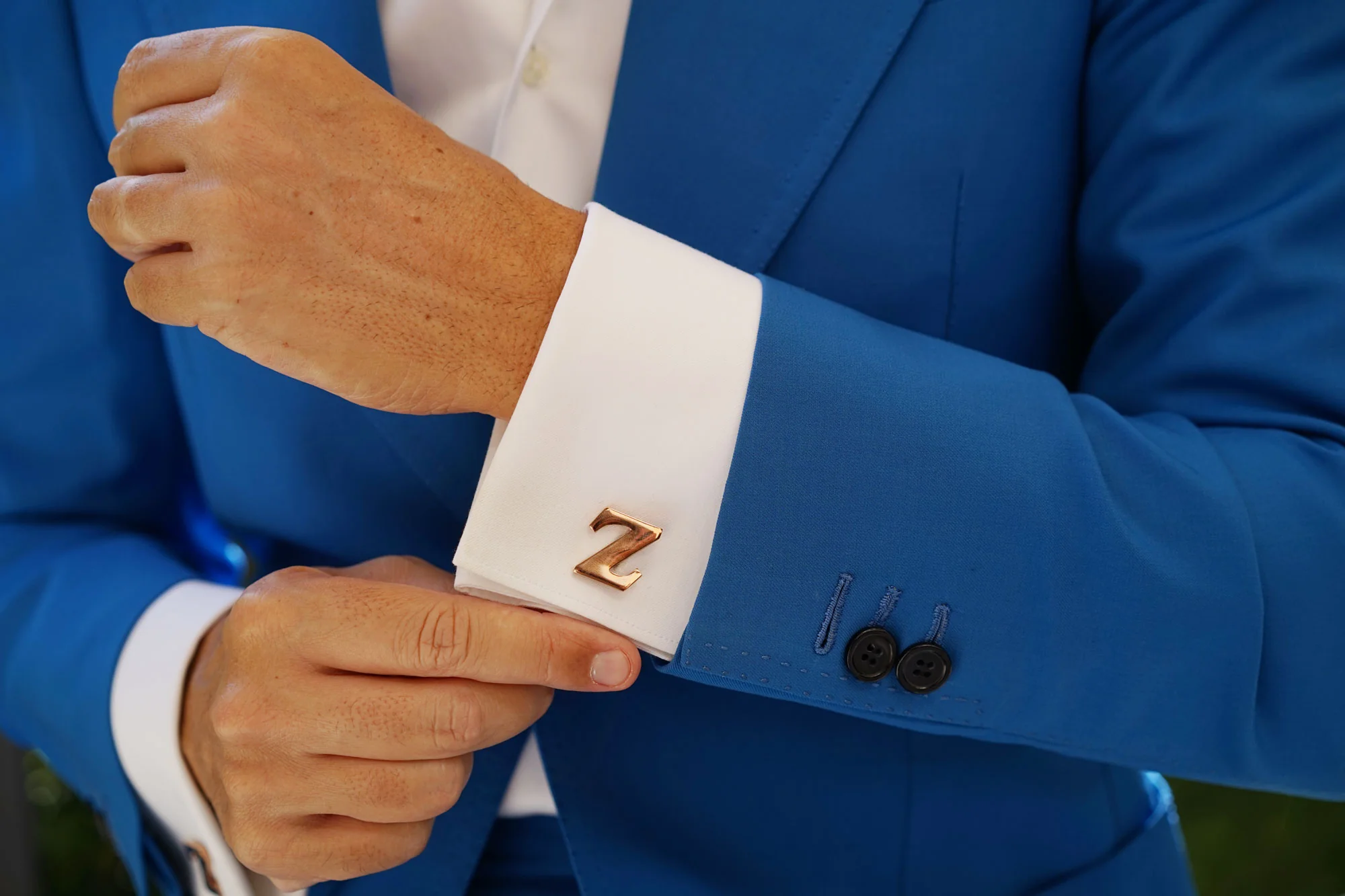 Rose Gold Letter Z Cufflinks - Image 8