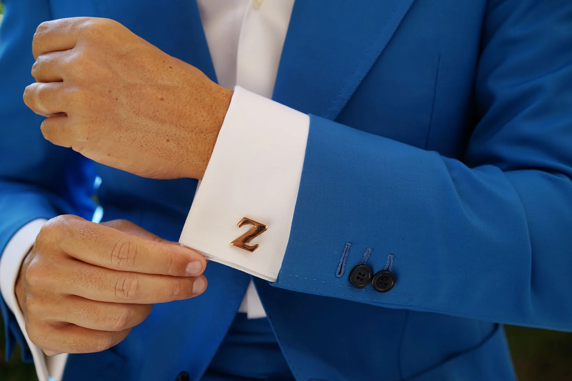 Rose Gold Letter Z Cufflinks - Image 9