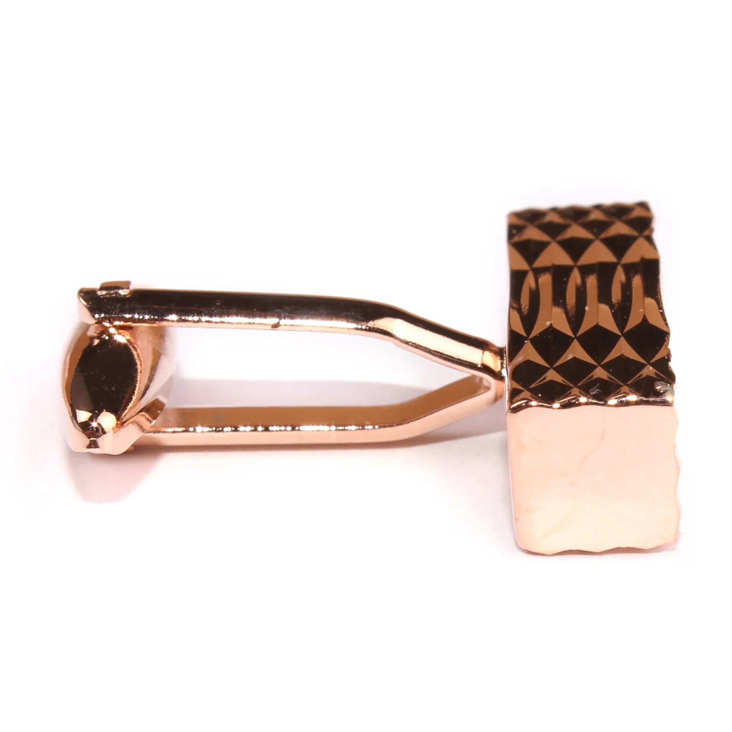Rose Gold Rectangular Cylinder Groove Cufflinks - Image 4