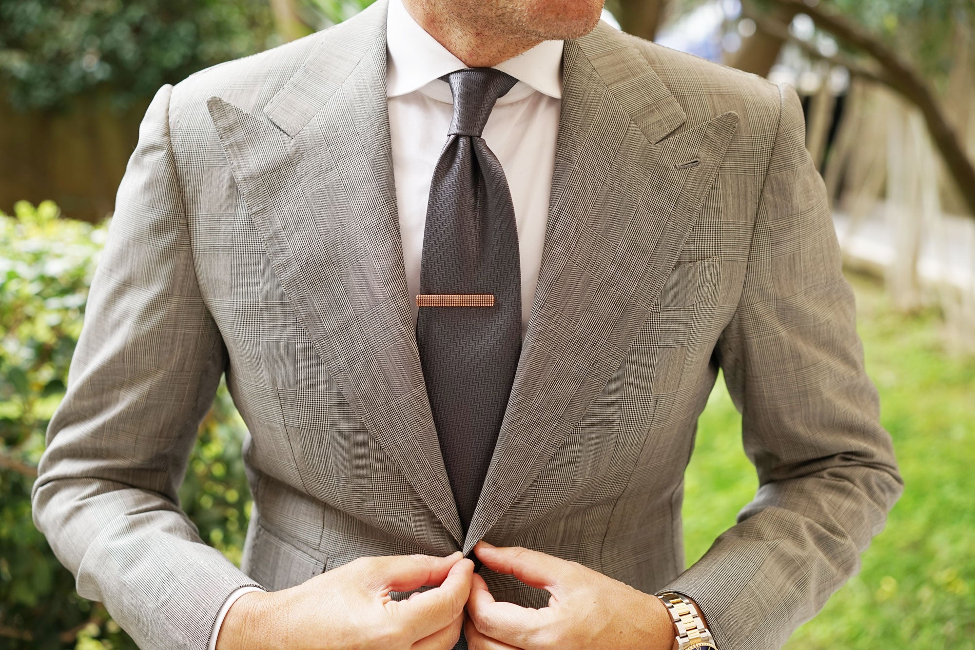 Rose Gold Stippled Tie Bar - Image 3