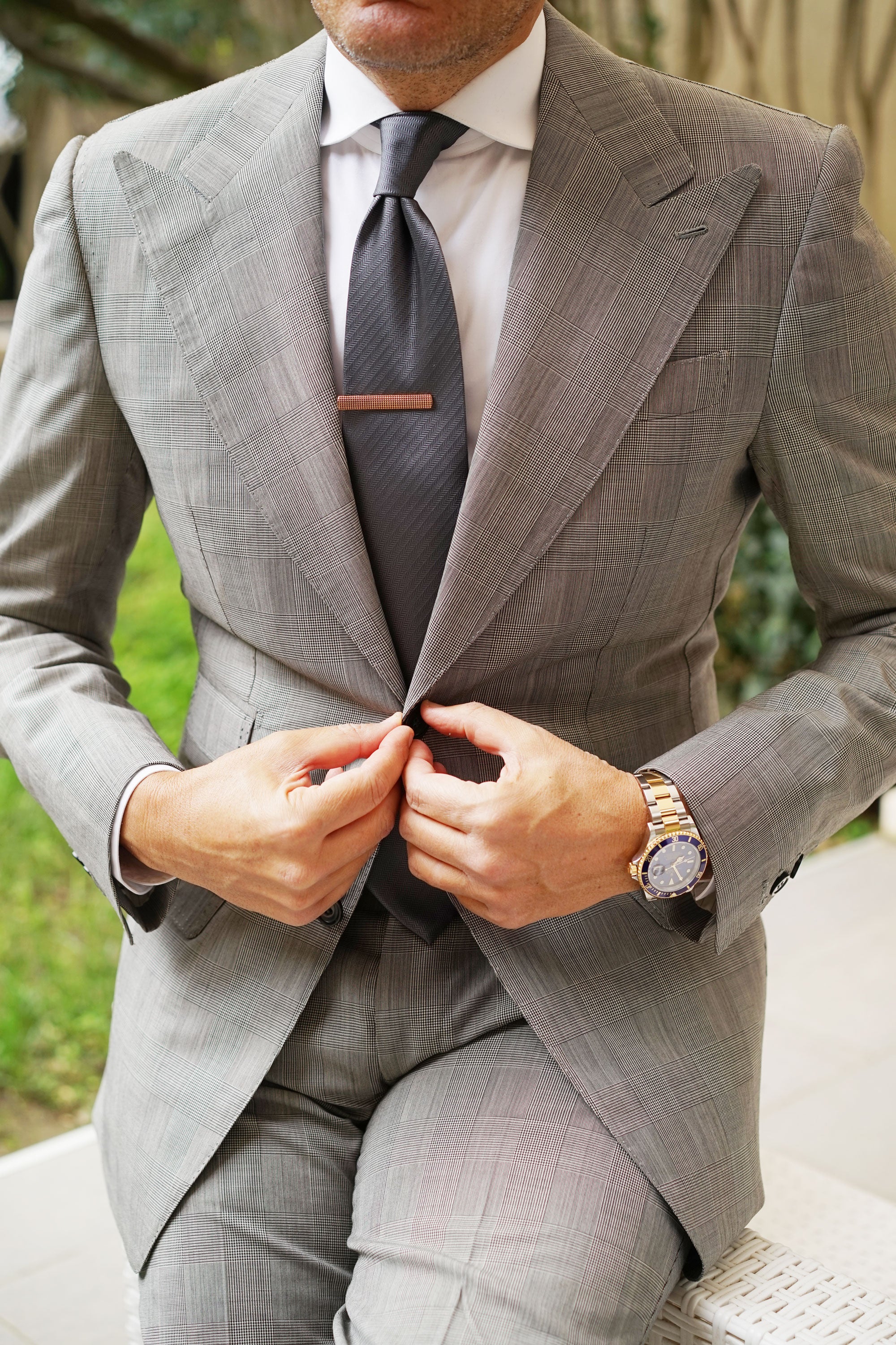 Rose Gold Stippled Tie Bar - Image 6