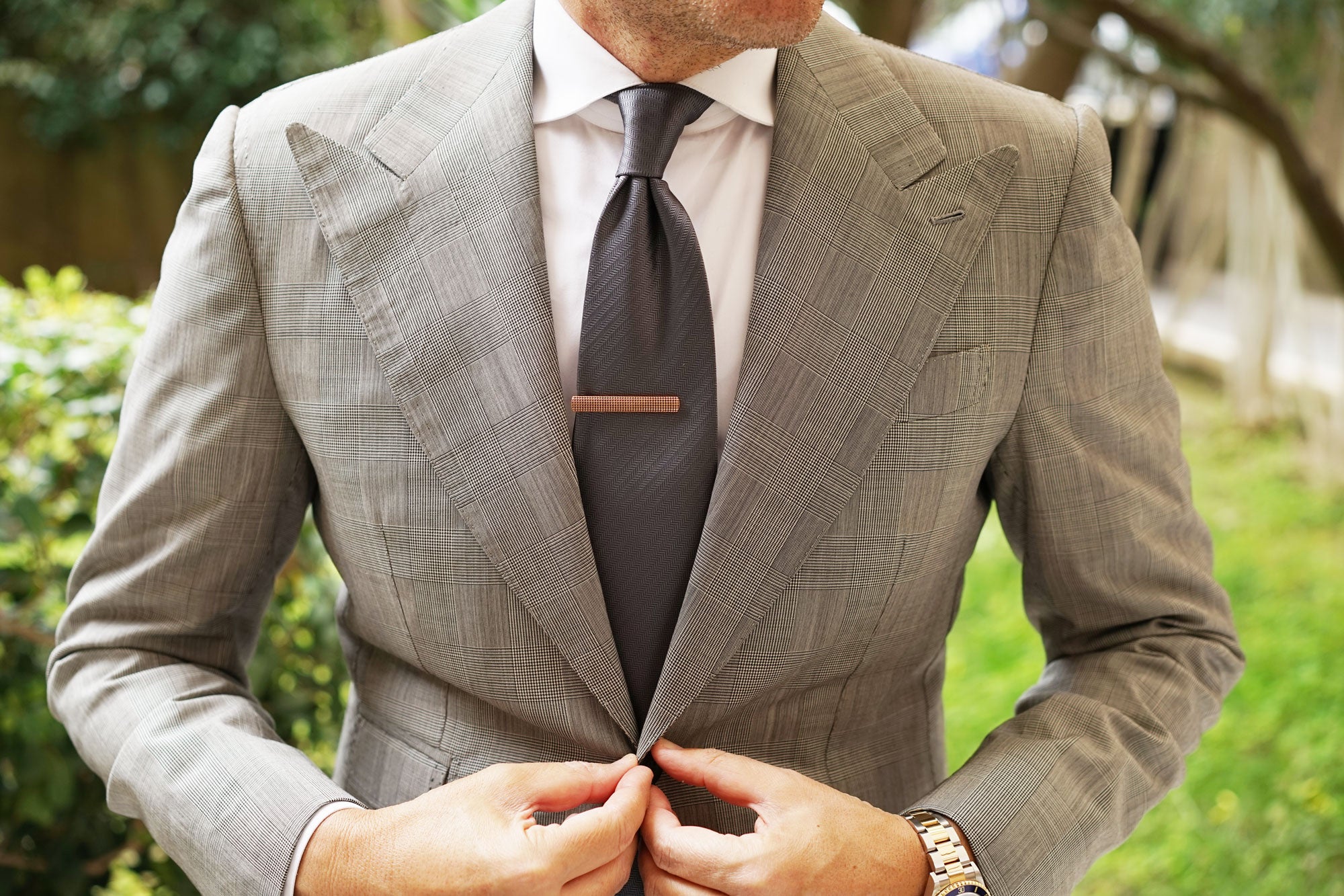 Rose Gold Stippled Tie Bar - Image 8