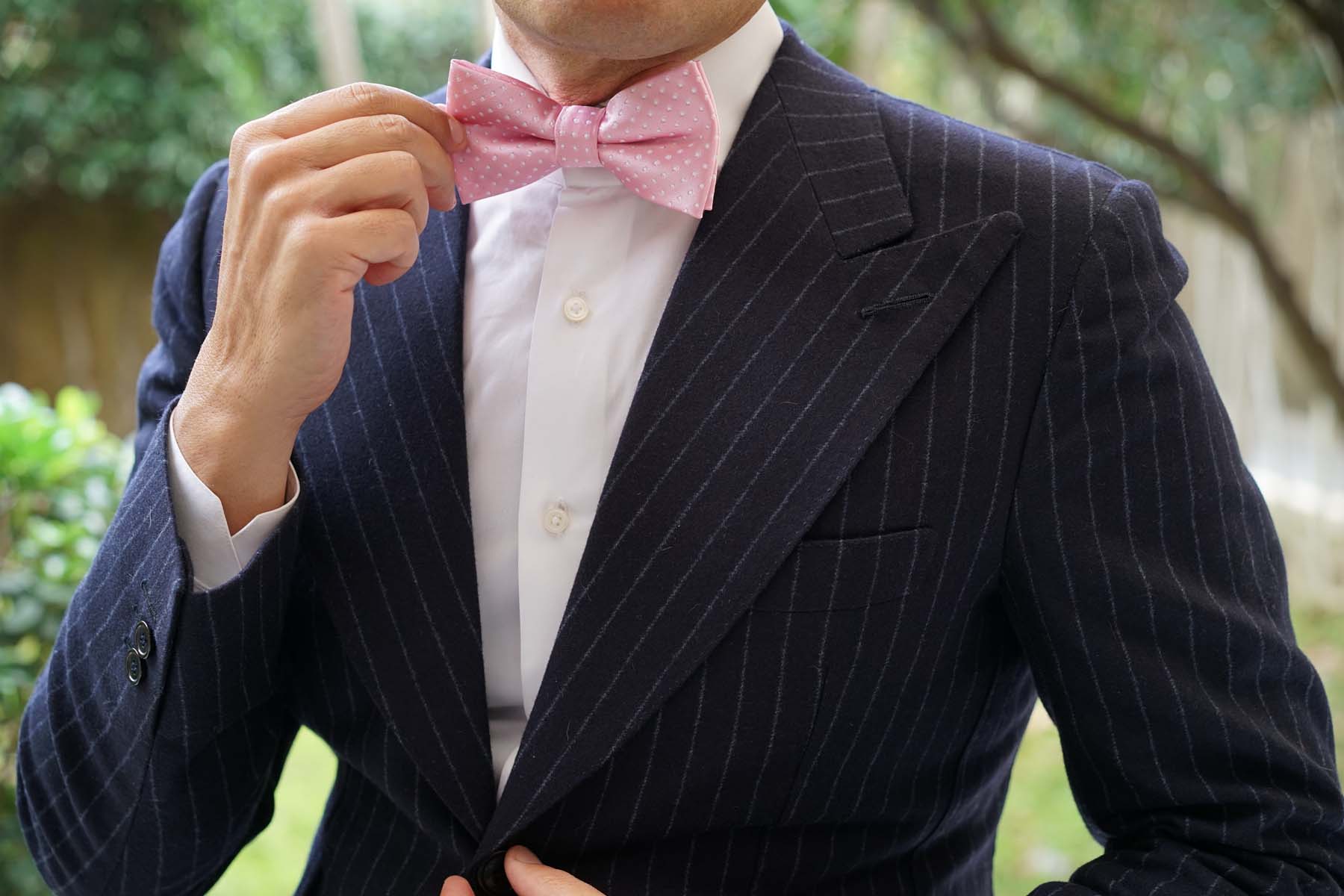 Rose Pink Mini Polka Dots Bow Tie - Image 3