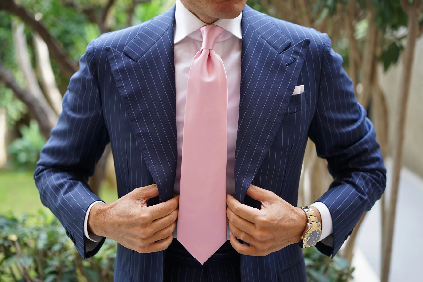 Rose Pink Satin Necktie - Image 4