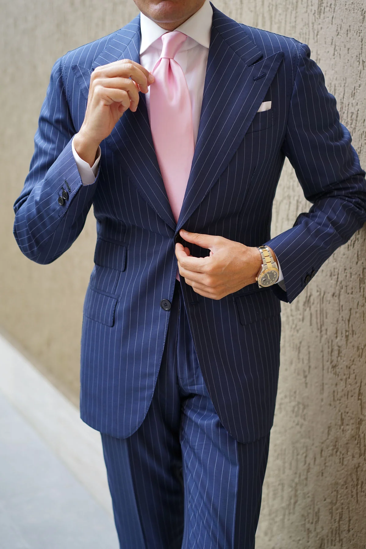 Rose Pink Satin Necktie - Image 5