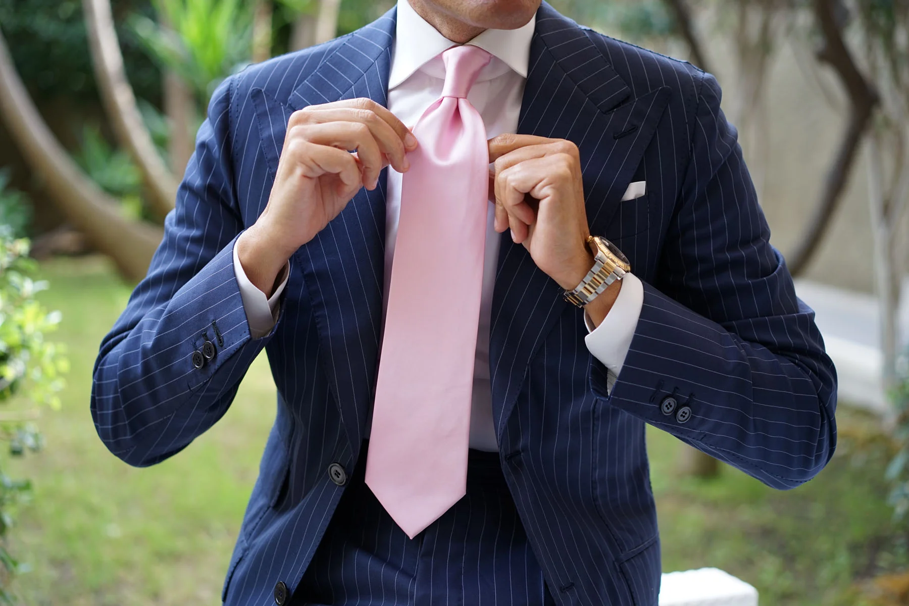 Rose Pink Satin Necktie - Image 7