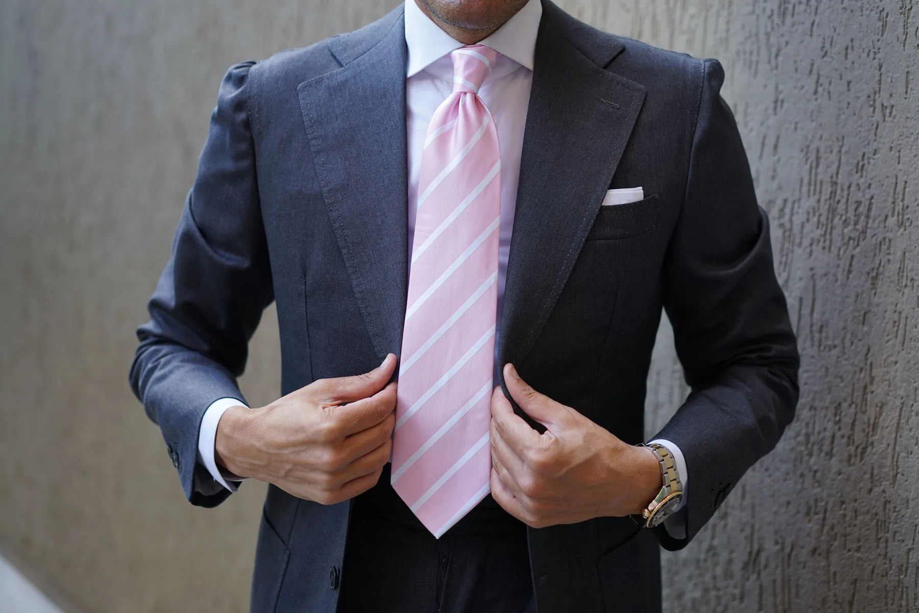 Rose Pink Striped Necktie - Image 8