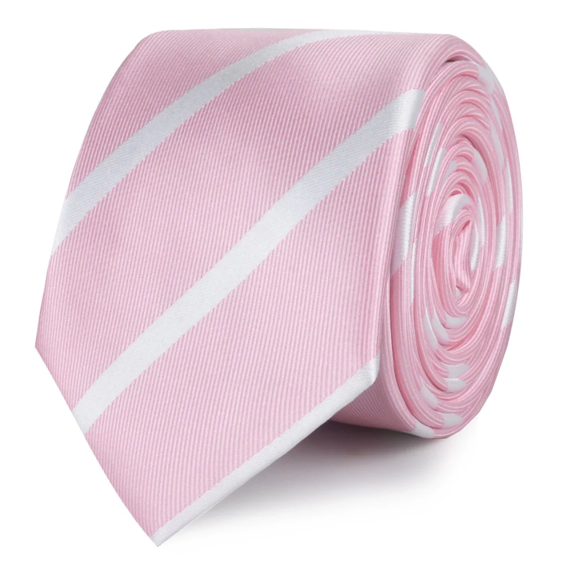 Rose Pink Striped Skinny Tie - Image 2