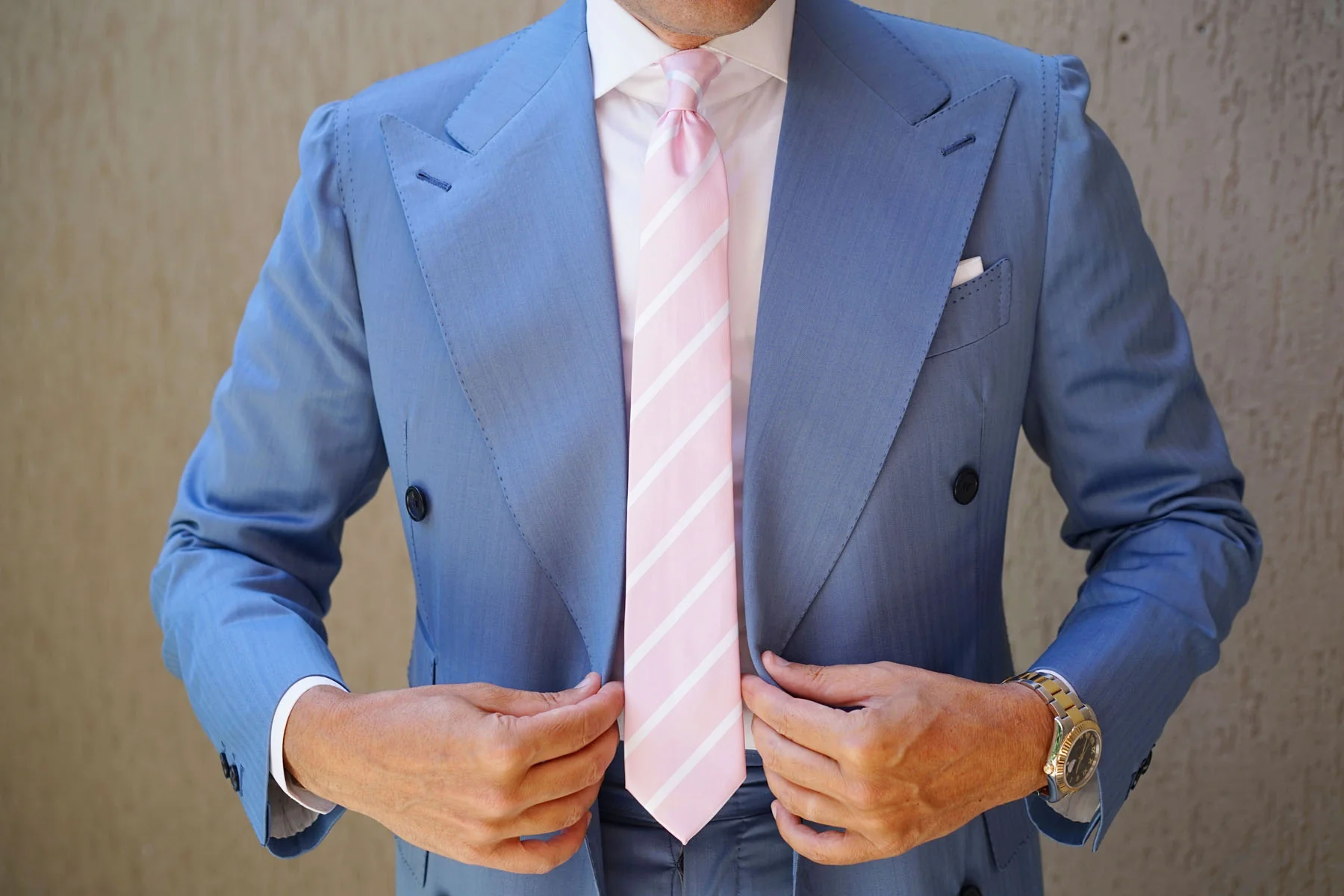 Rose Pink Striped Skinny Tie - Image 6