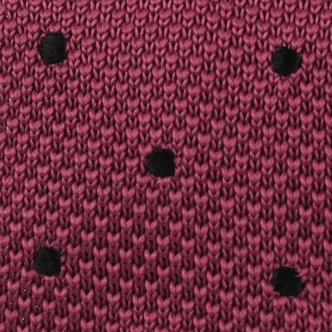 Rose Pink with Black Polkadots Knitted Tie - Image 2